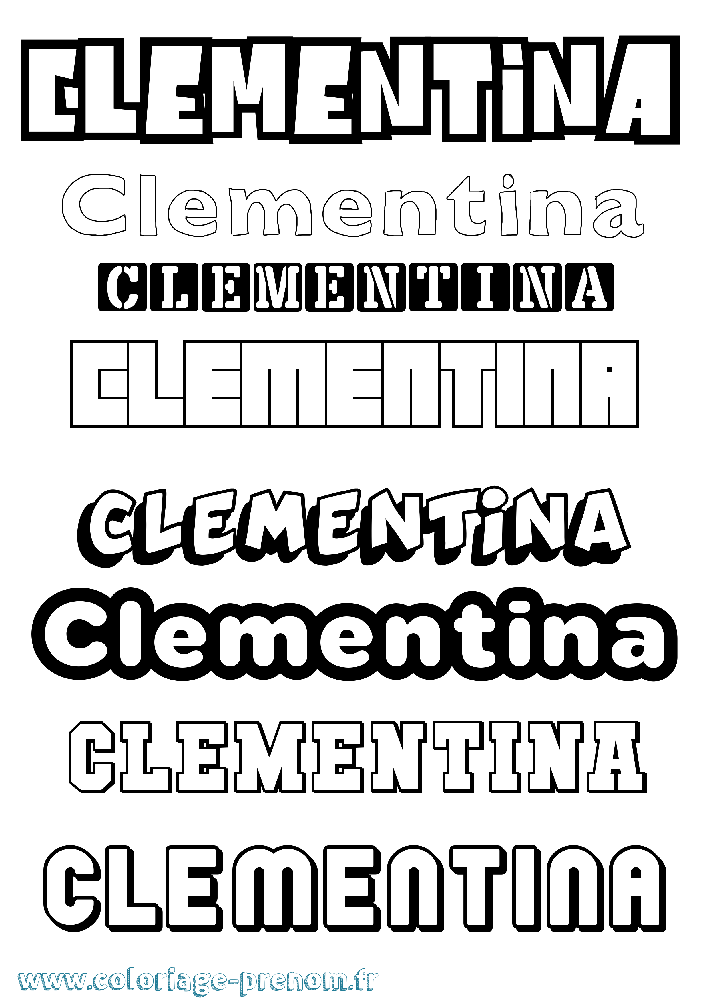 Coloriage prénom Clementina Simple