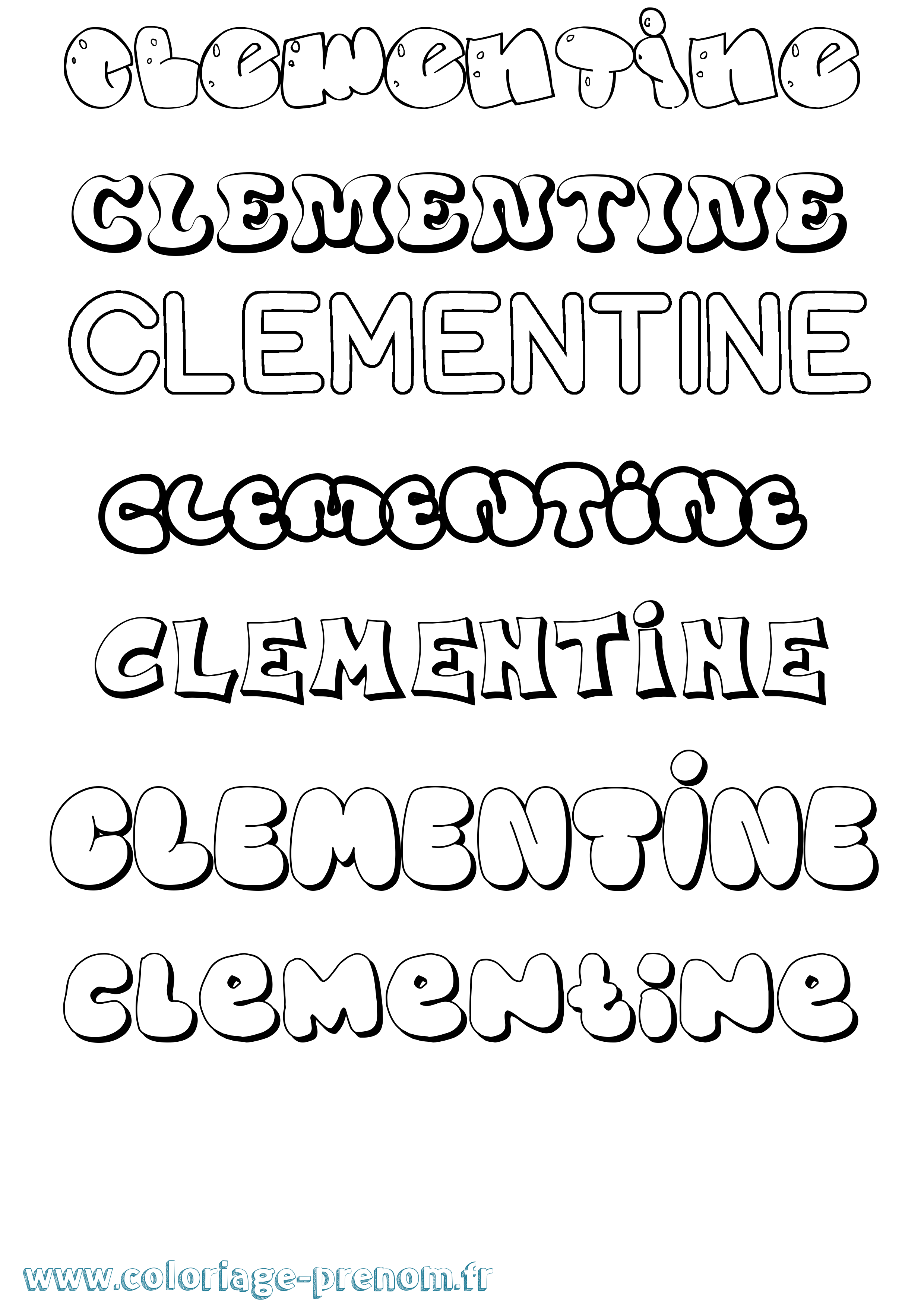 Coloriage prénom Clementine Bubble