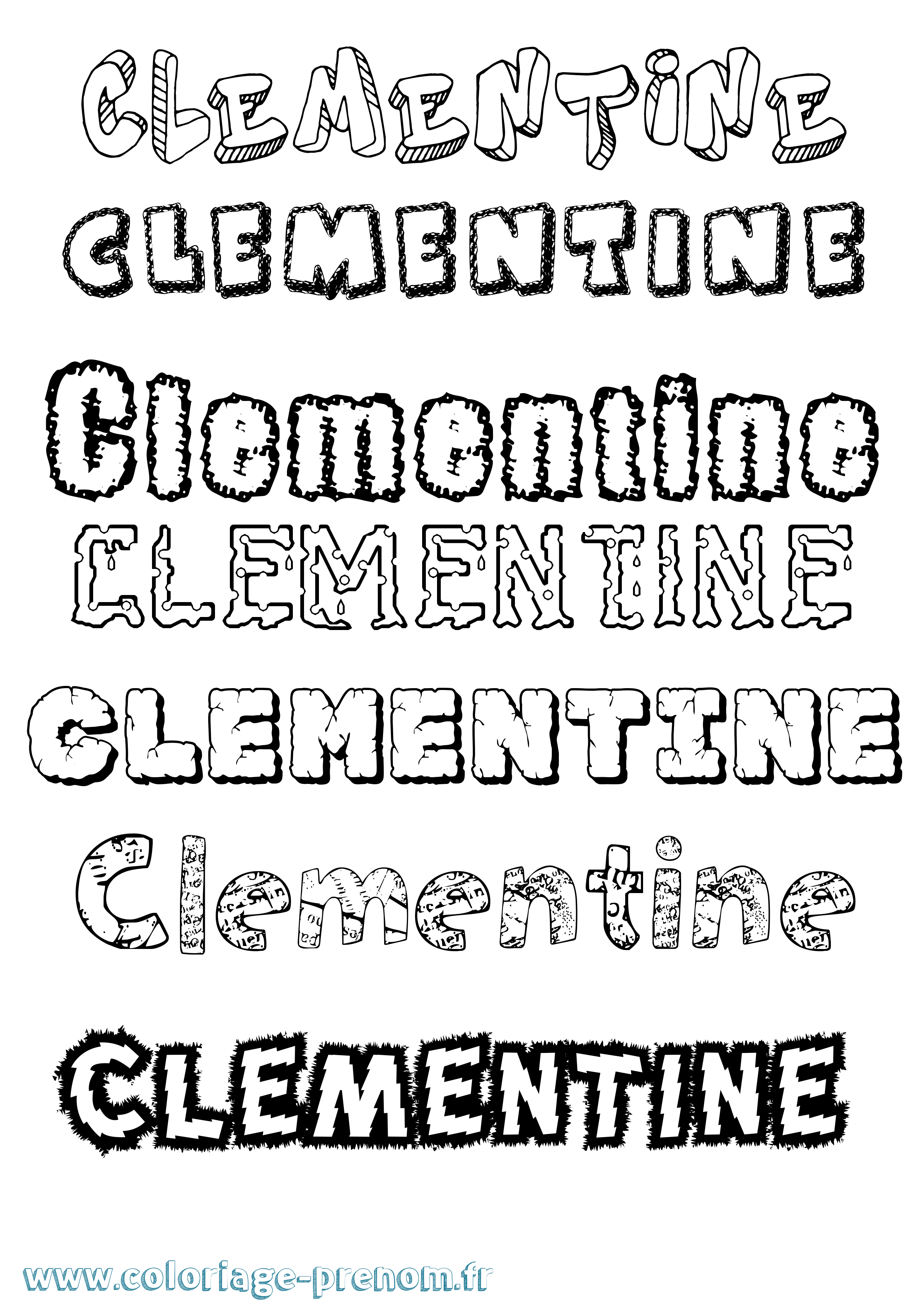 Coloriage prénom Clementine Destructuré