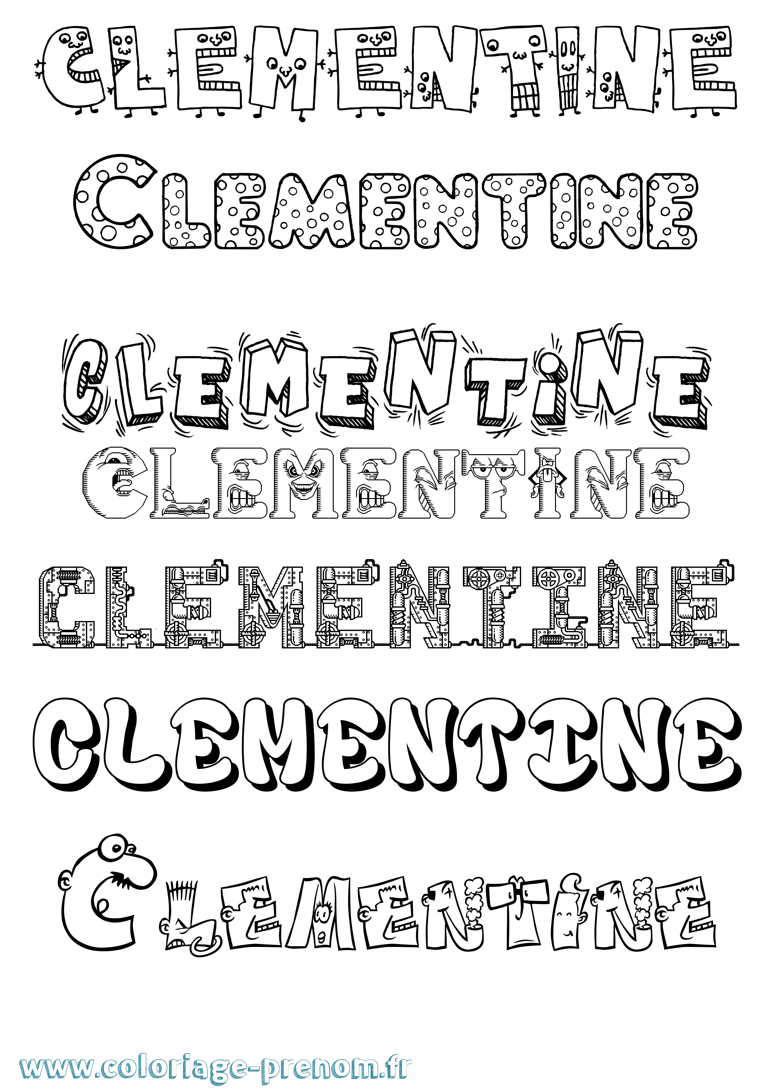 Coloriage prénom Clementine Fun