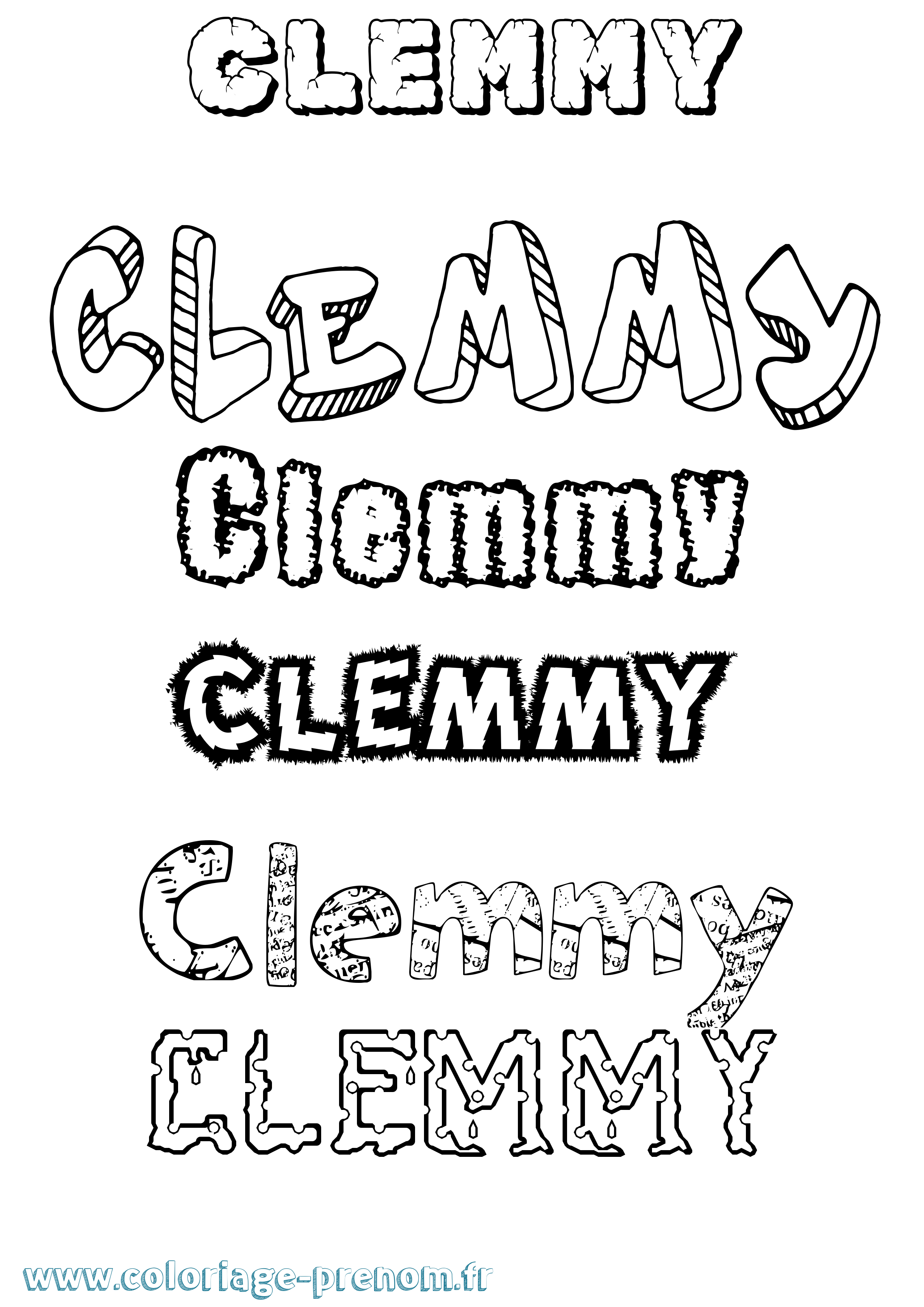 Coloriage prénom Clemmy Destructuré