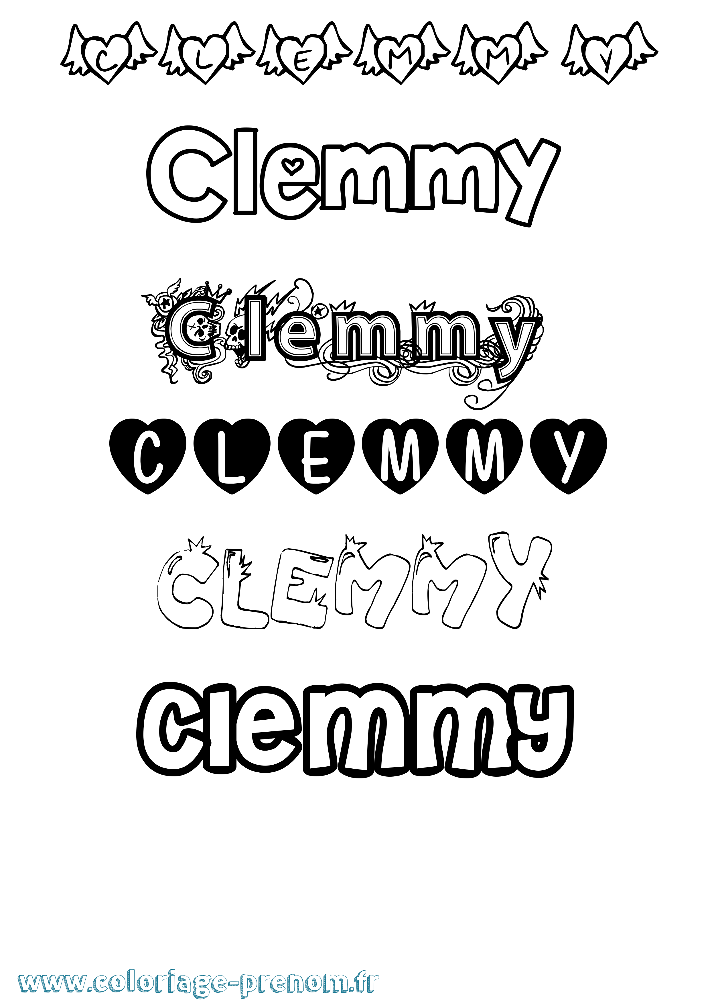 Coloriage prénom Clemmy Girly