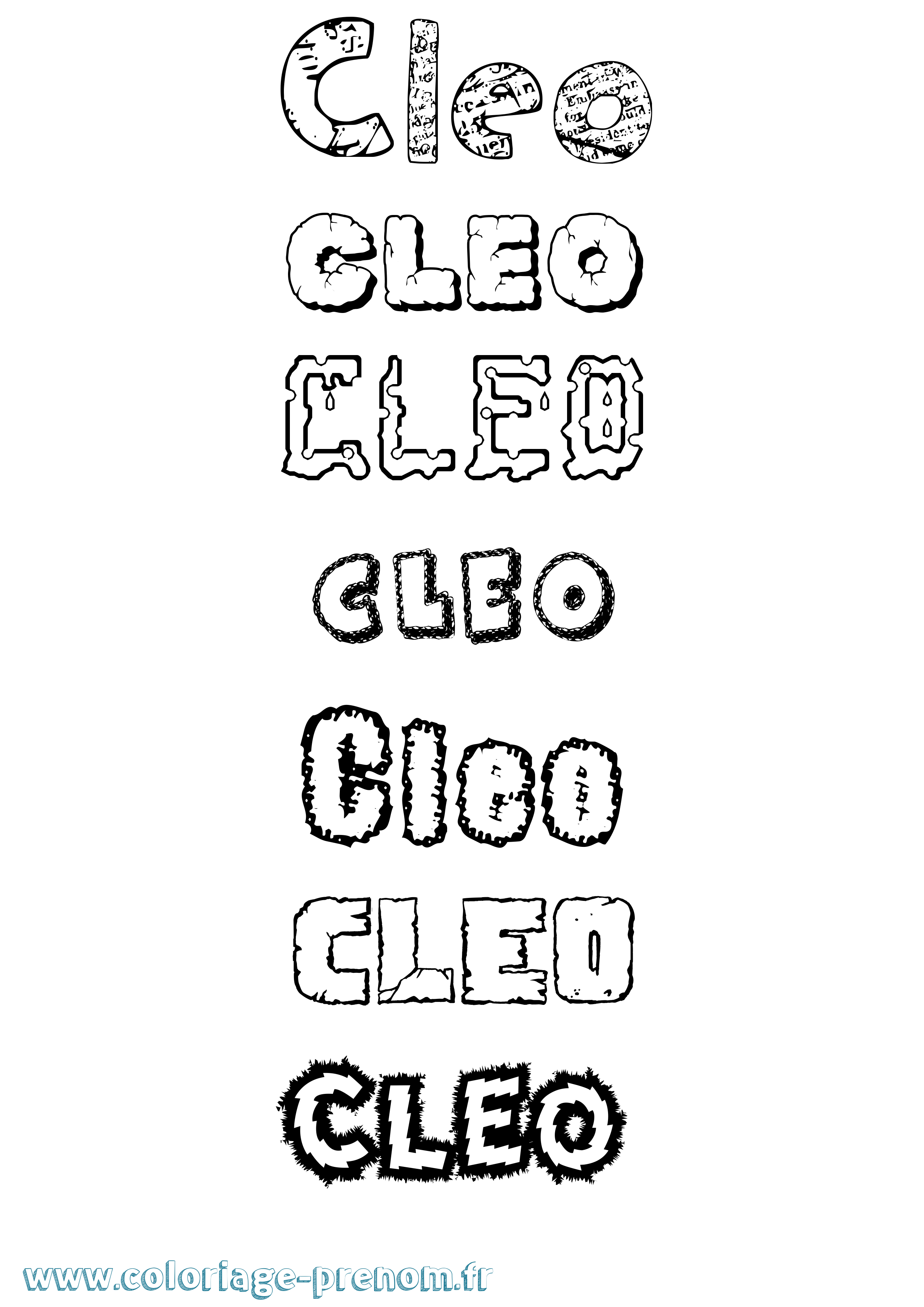 Coloriage prénom Cleo Destructuré