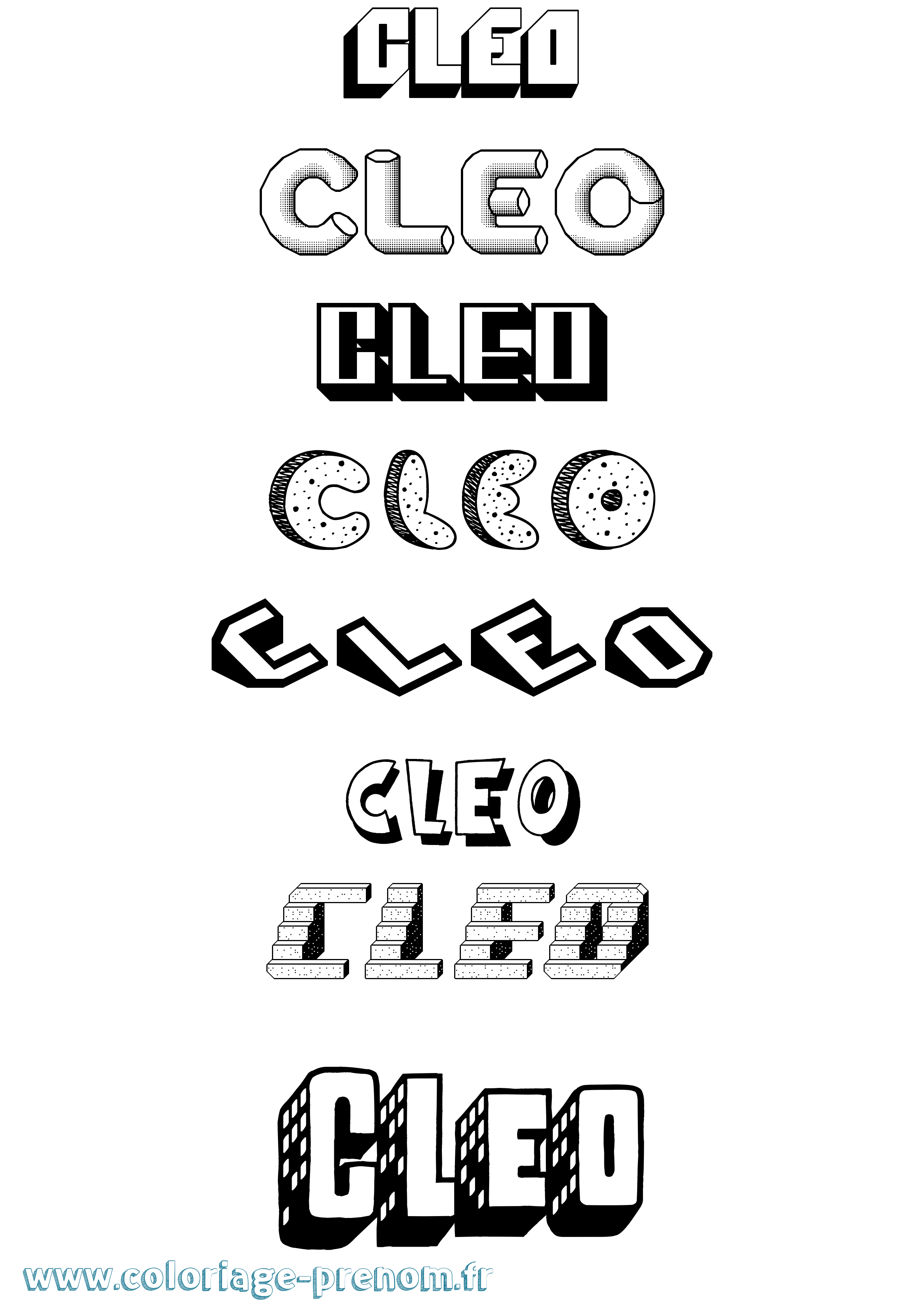 Coloriage prénom Cleo Effet 3D