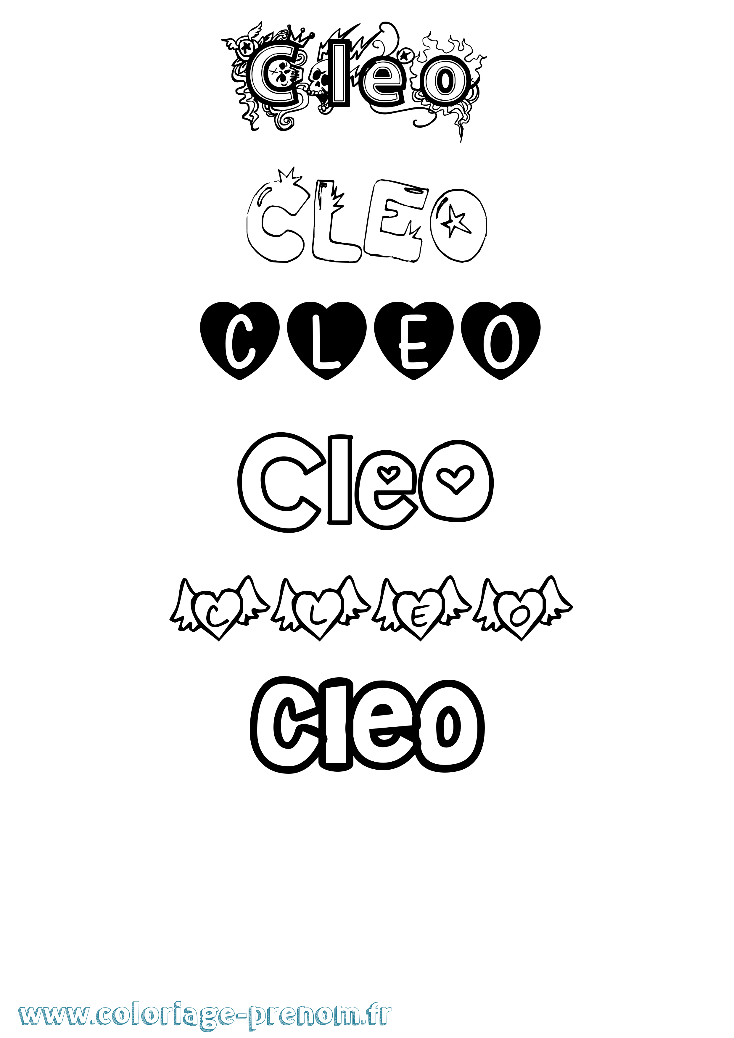 Coloriage prénom Cleo Girly