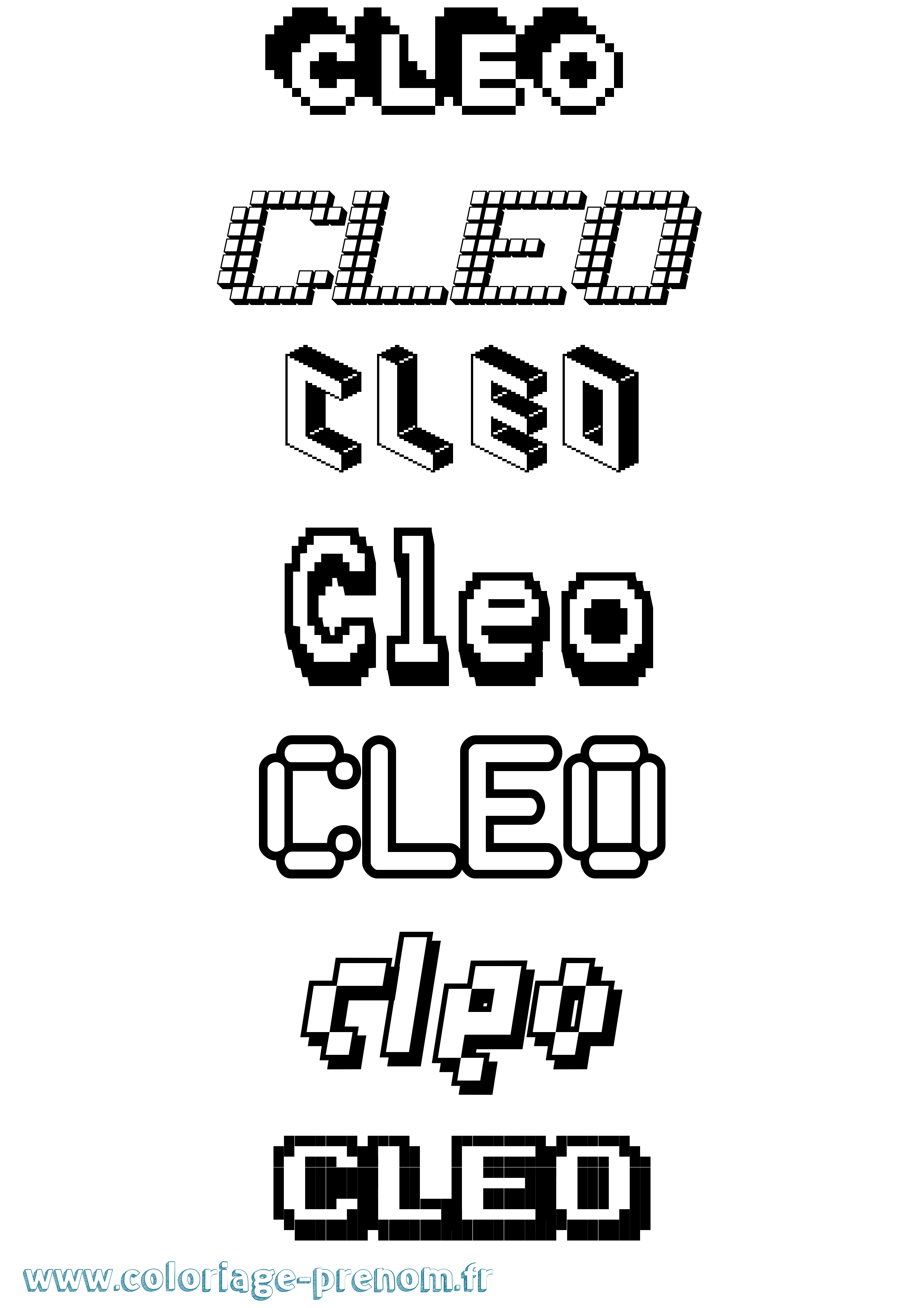 Coloriage prénom Cleo Pixel