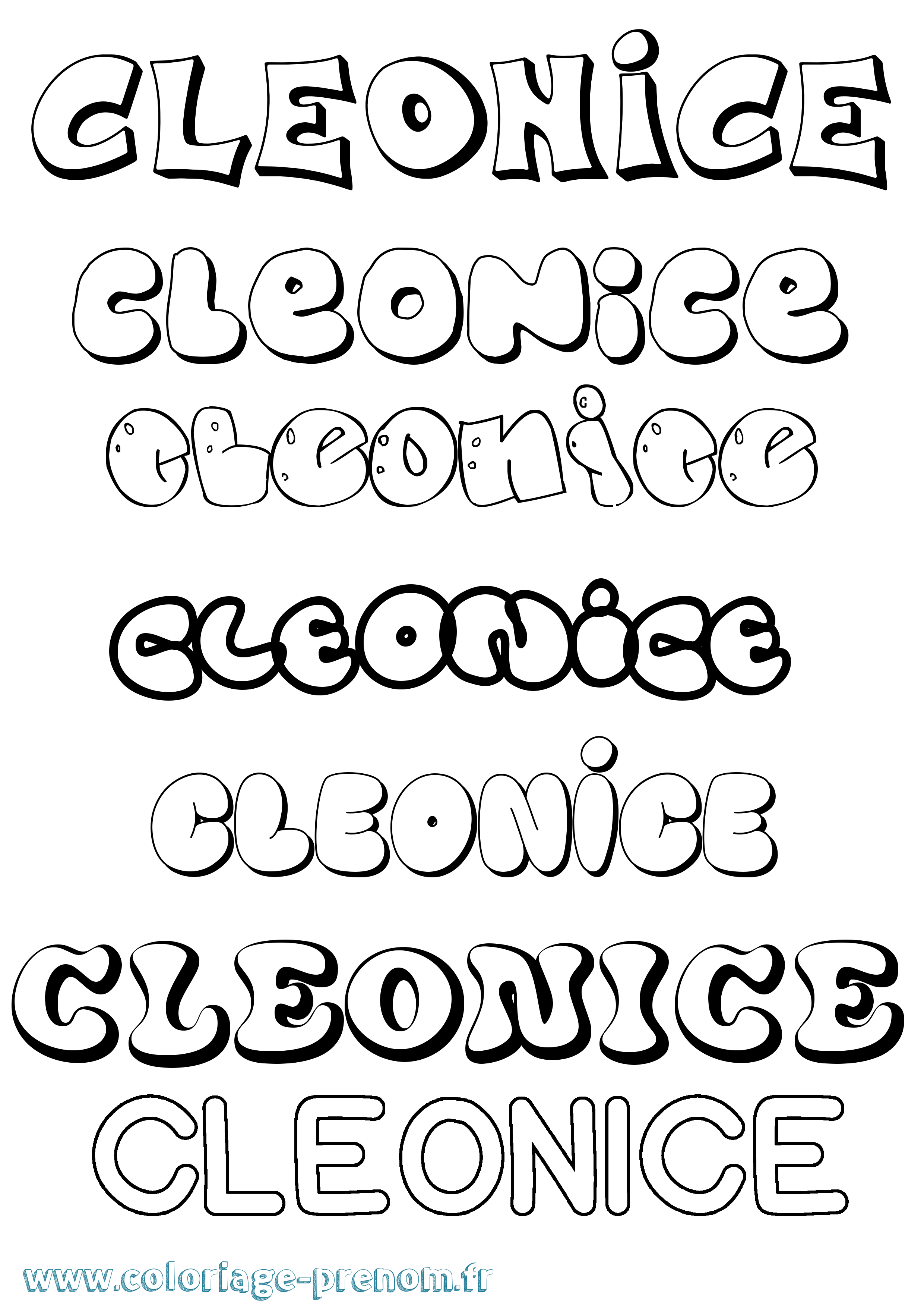 Coloriage prénom Cleonice Bubble