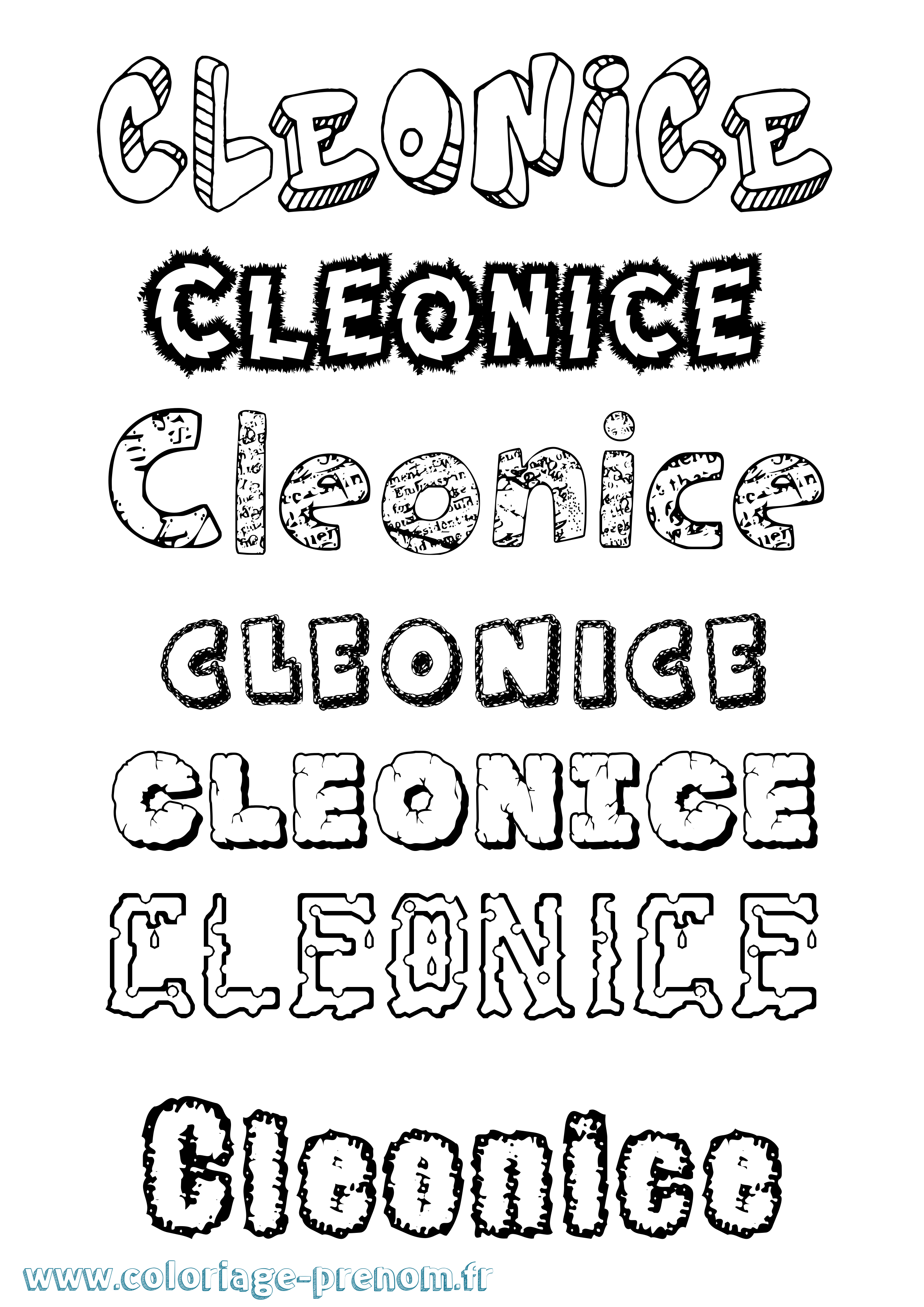 Coloriage prénom Cleonice Destructuré