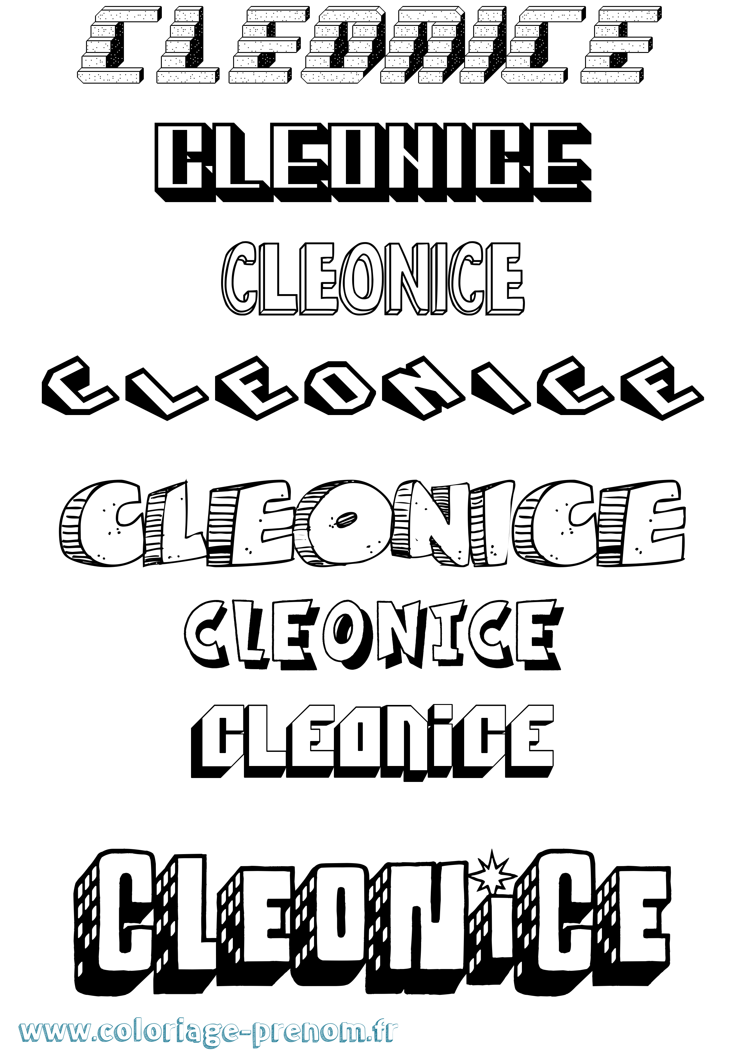 Coloriage prénom Cleonice Effet 3D