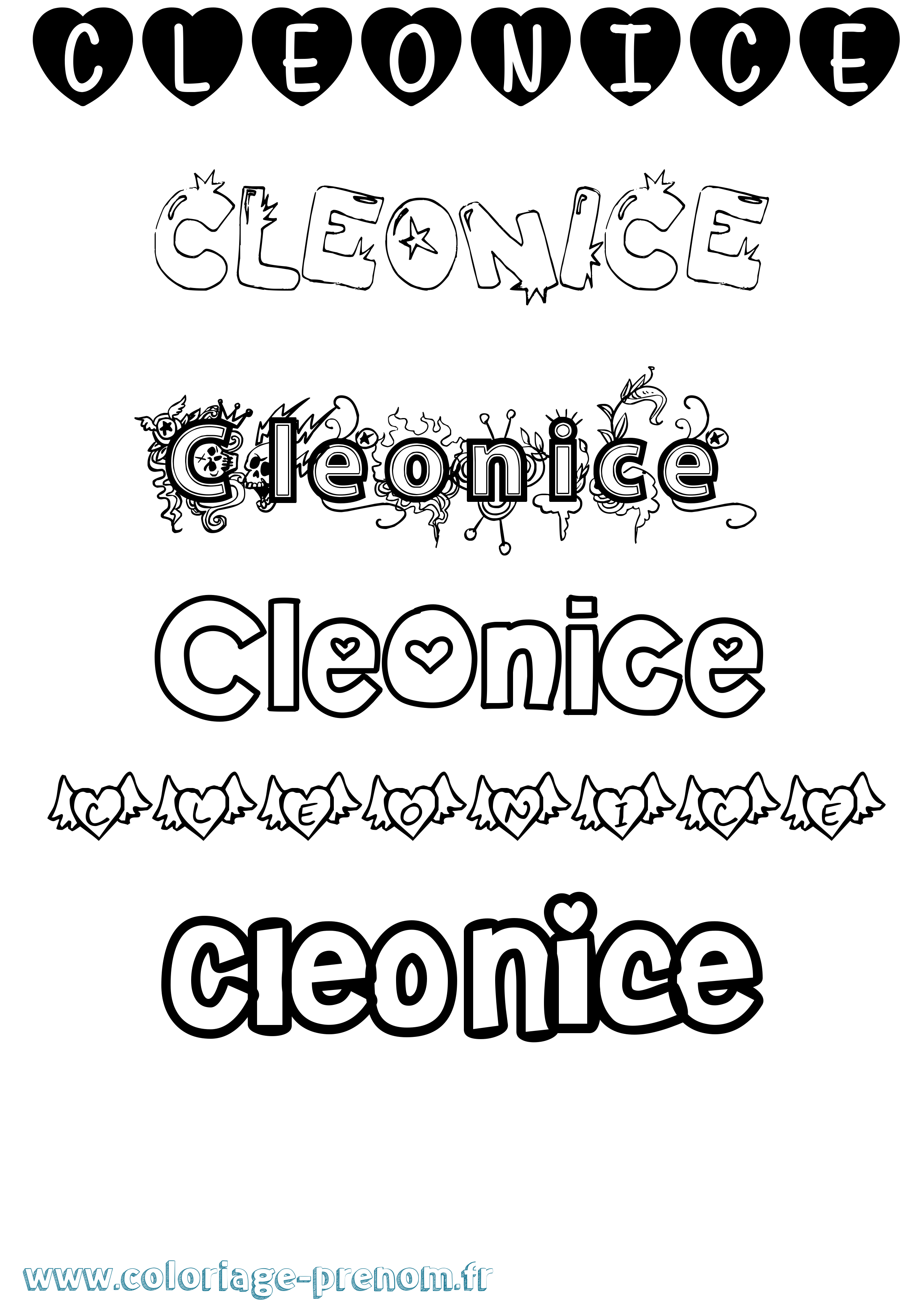 Coloriage prénom Cleonice Girly