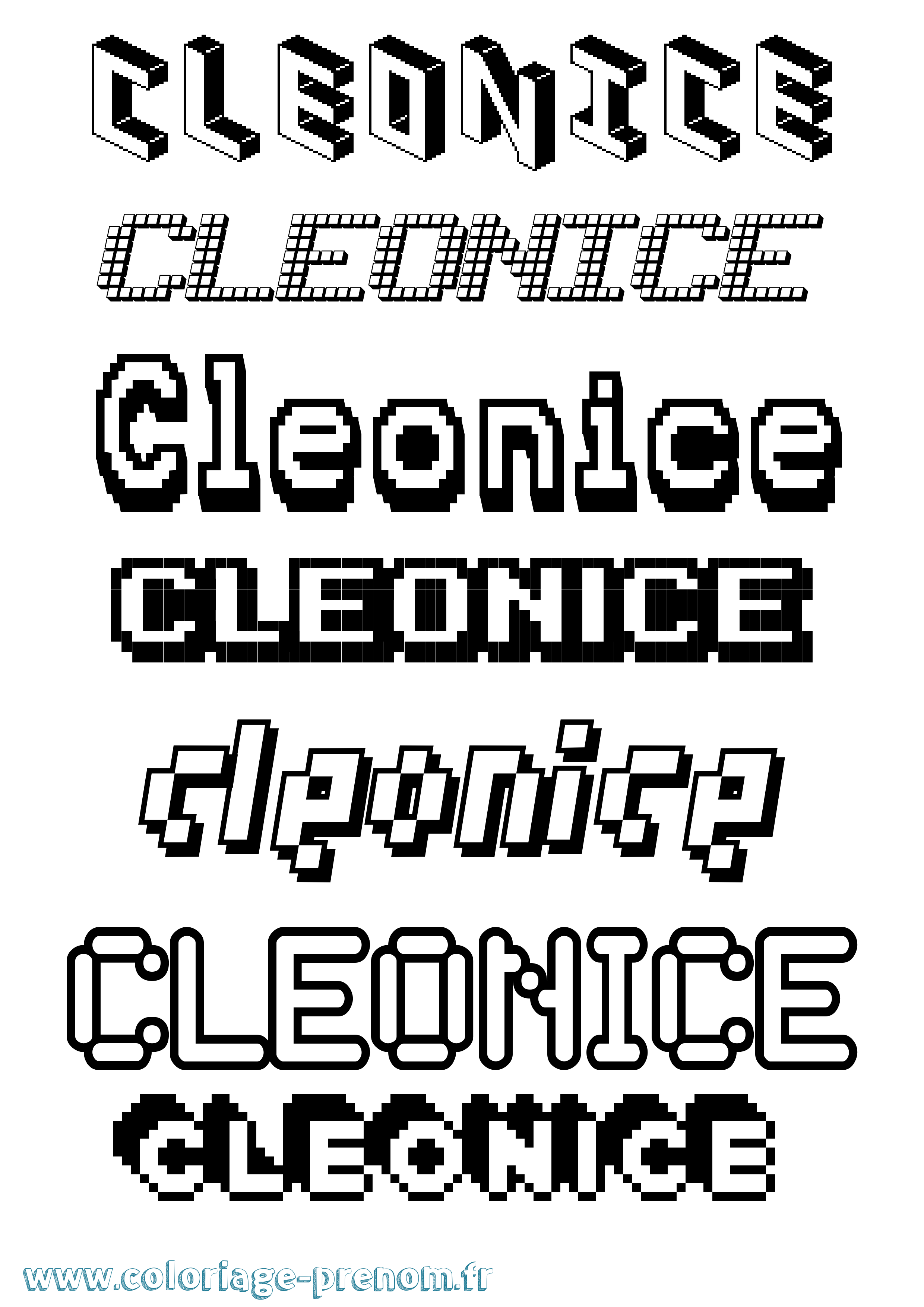 Coloriage prénom Cleonice Pixel
