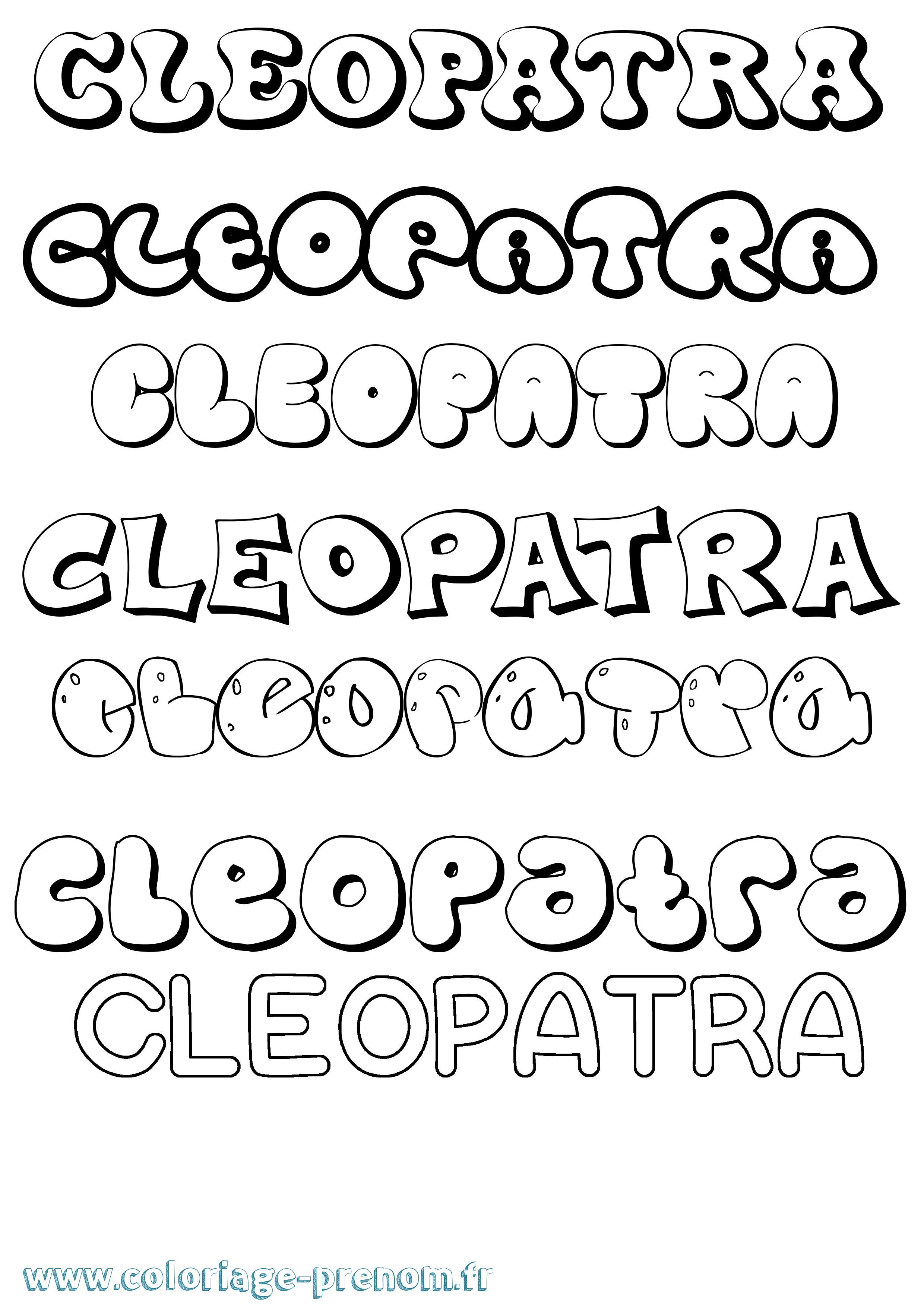 Coloriage prénom Cleopatra Bubble