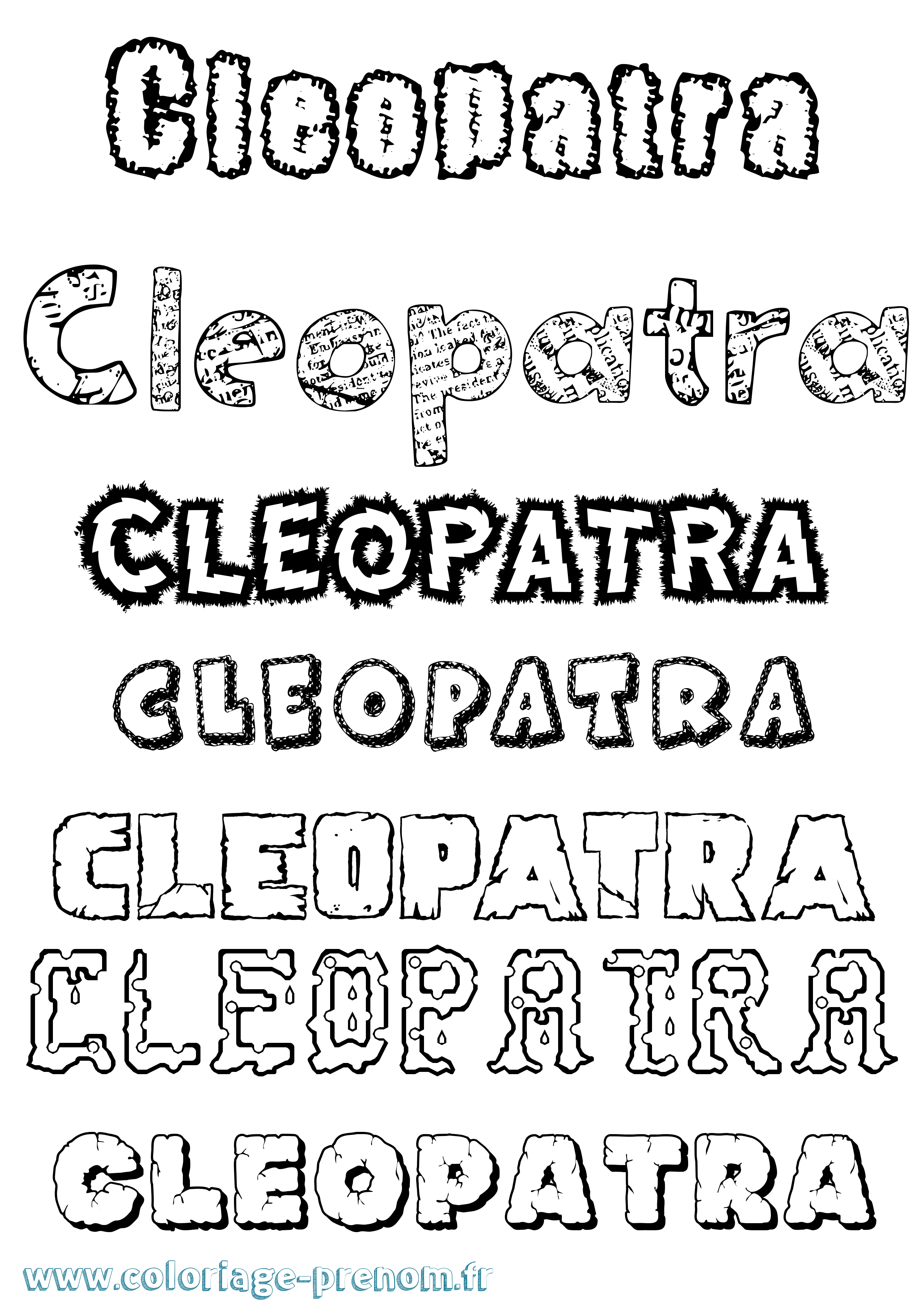 Coloriage prénom Cleopatra Destructuré