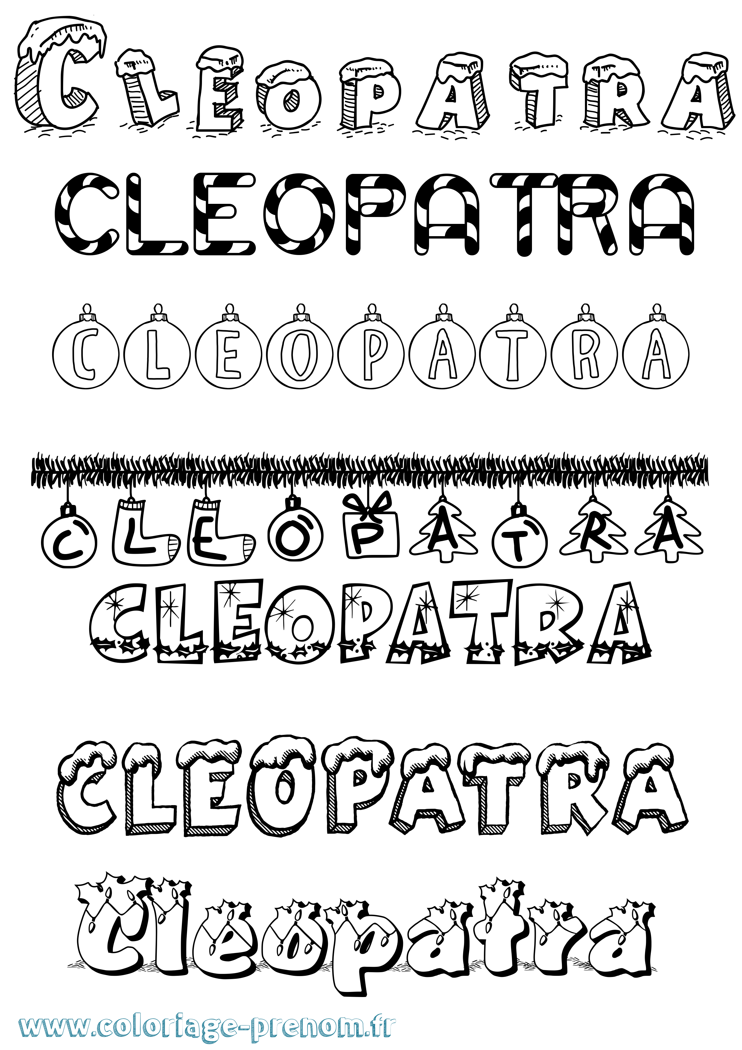 Coloriage prénom Cleopatra Noël
