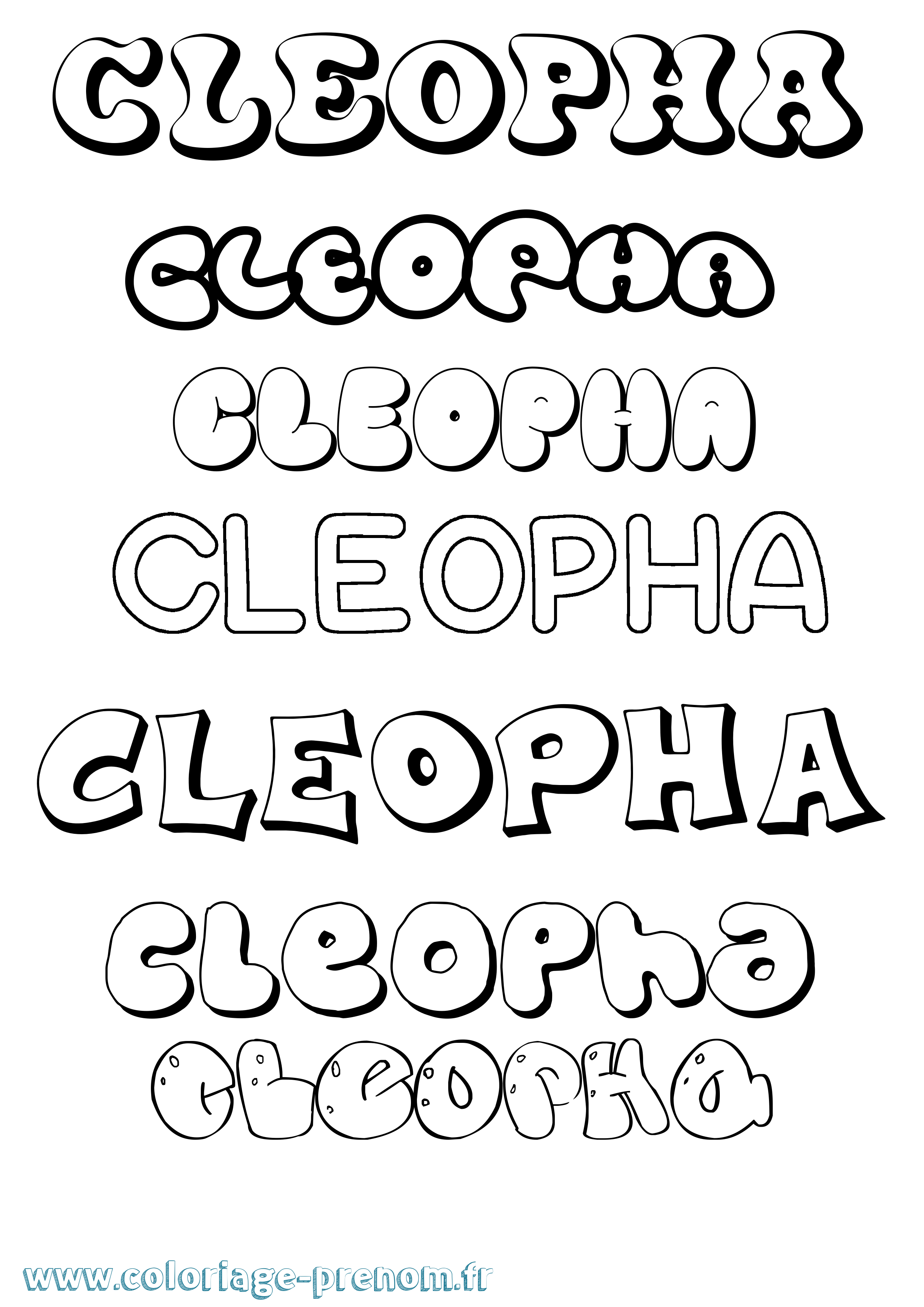 Coloriage prénom Cleopha Bubble