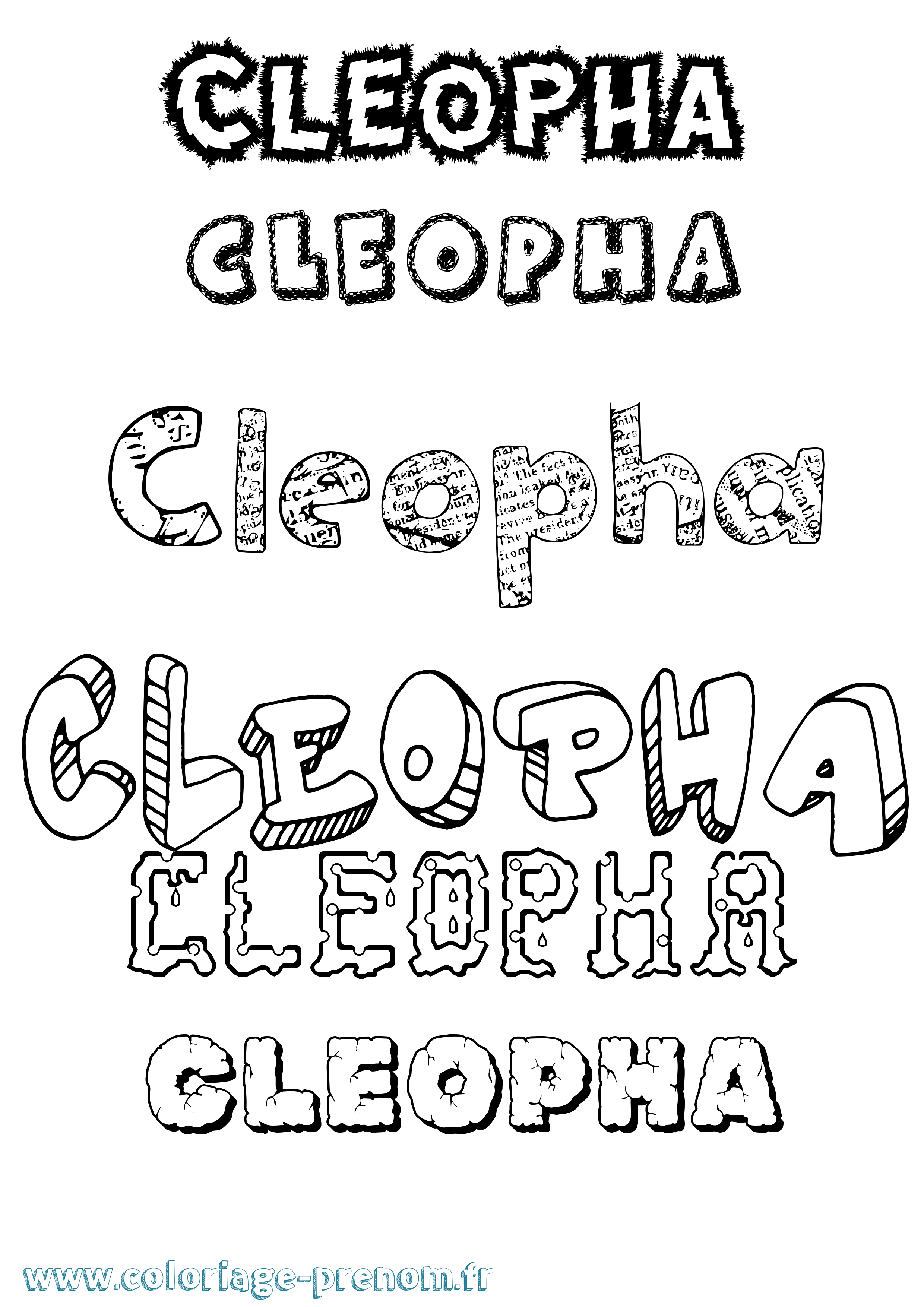Coloriage prénom Cleopha Destructuré