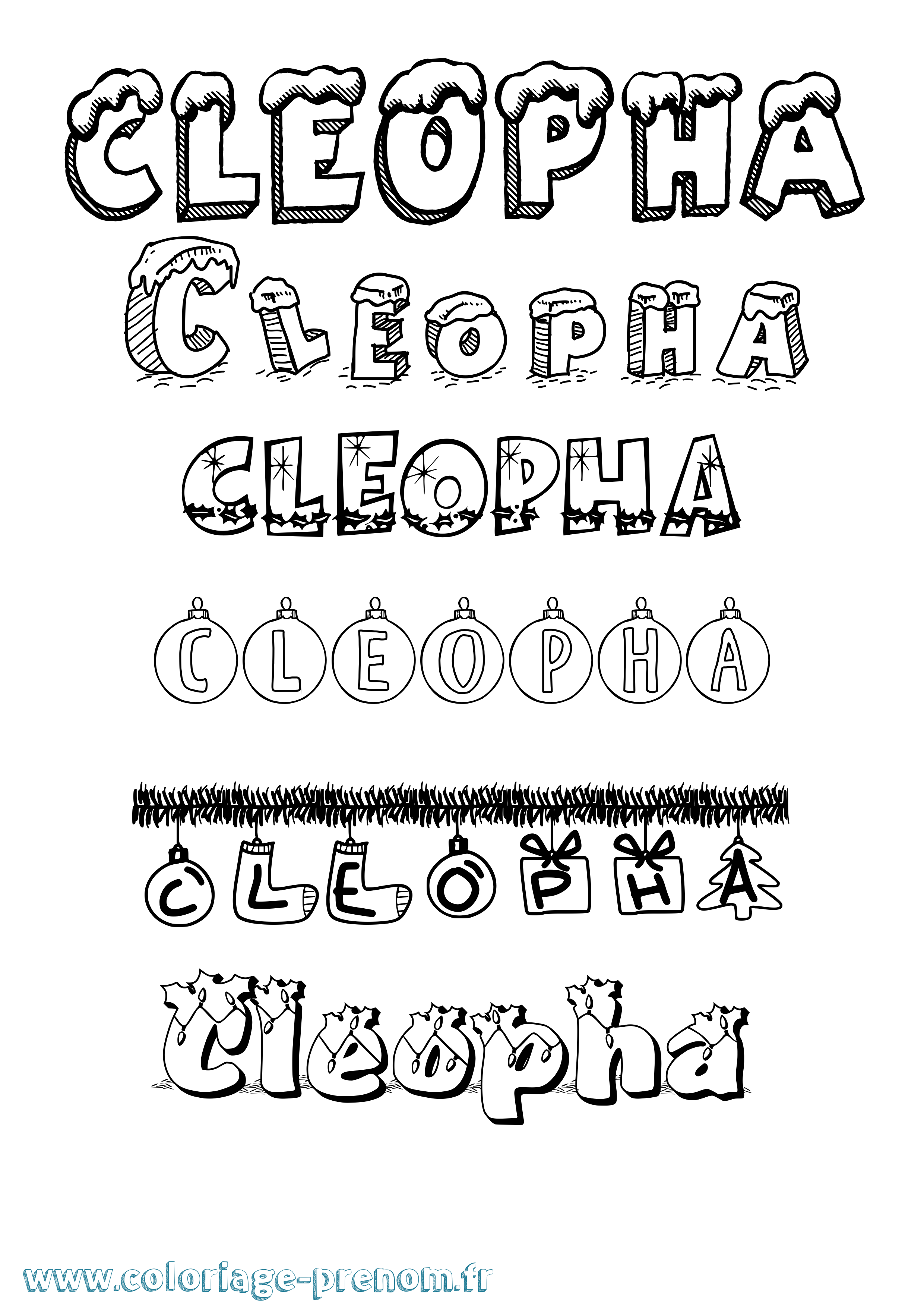 Coloriage prénom Cleopha Noël