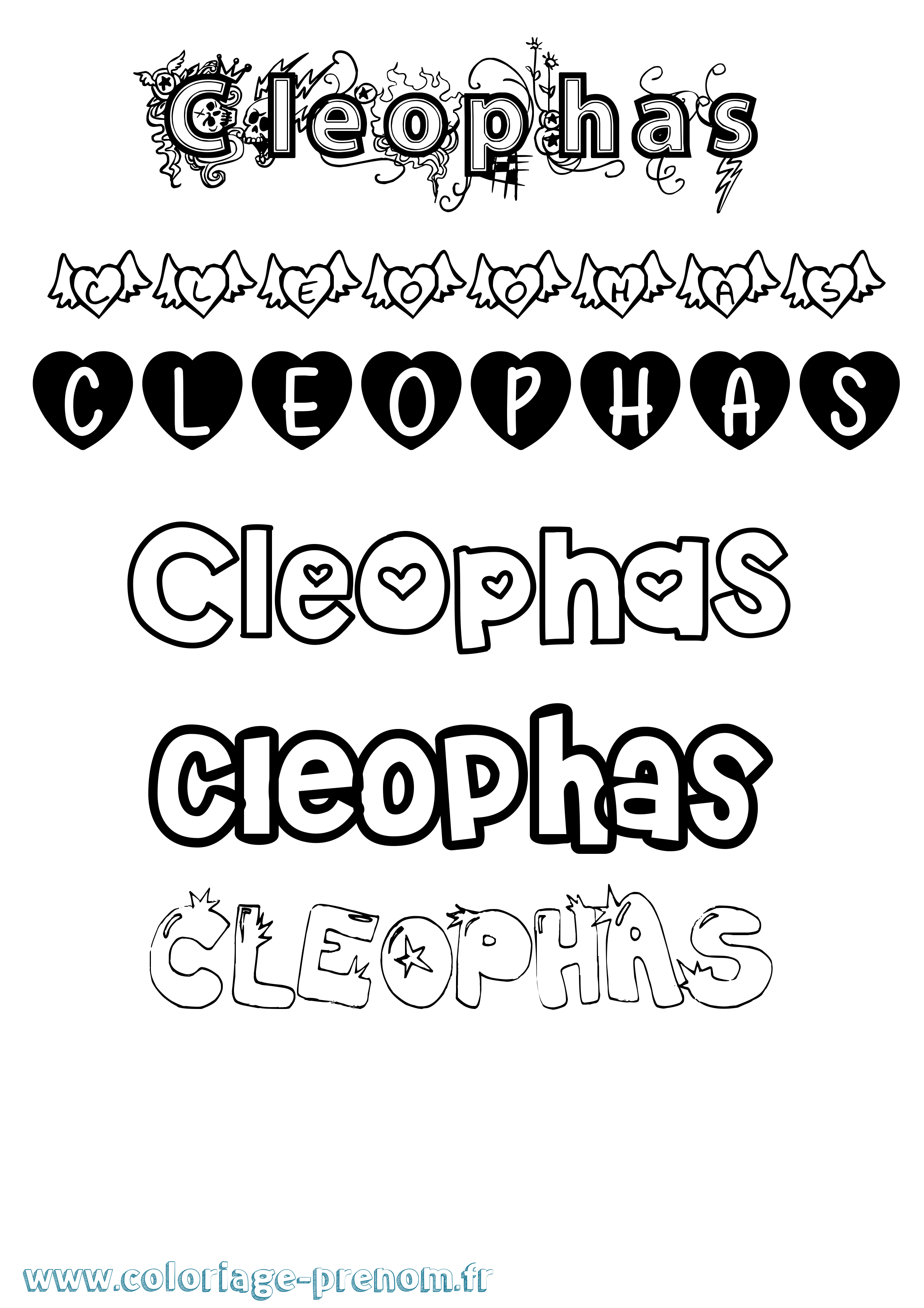 Coloriage prénom Cleophas Girly