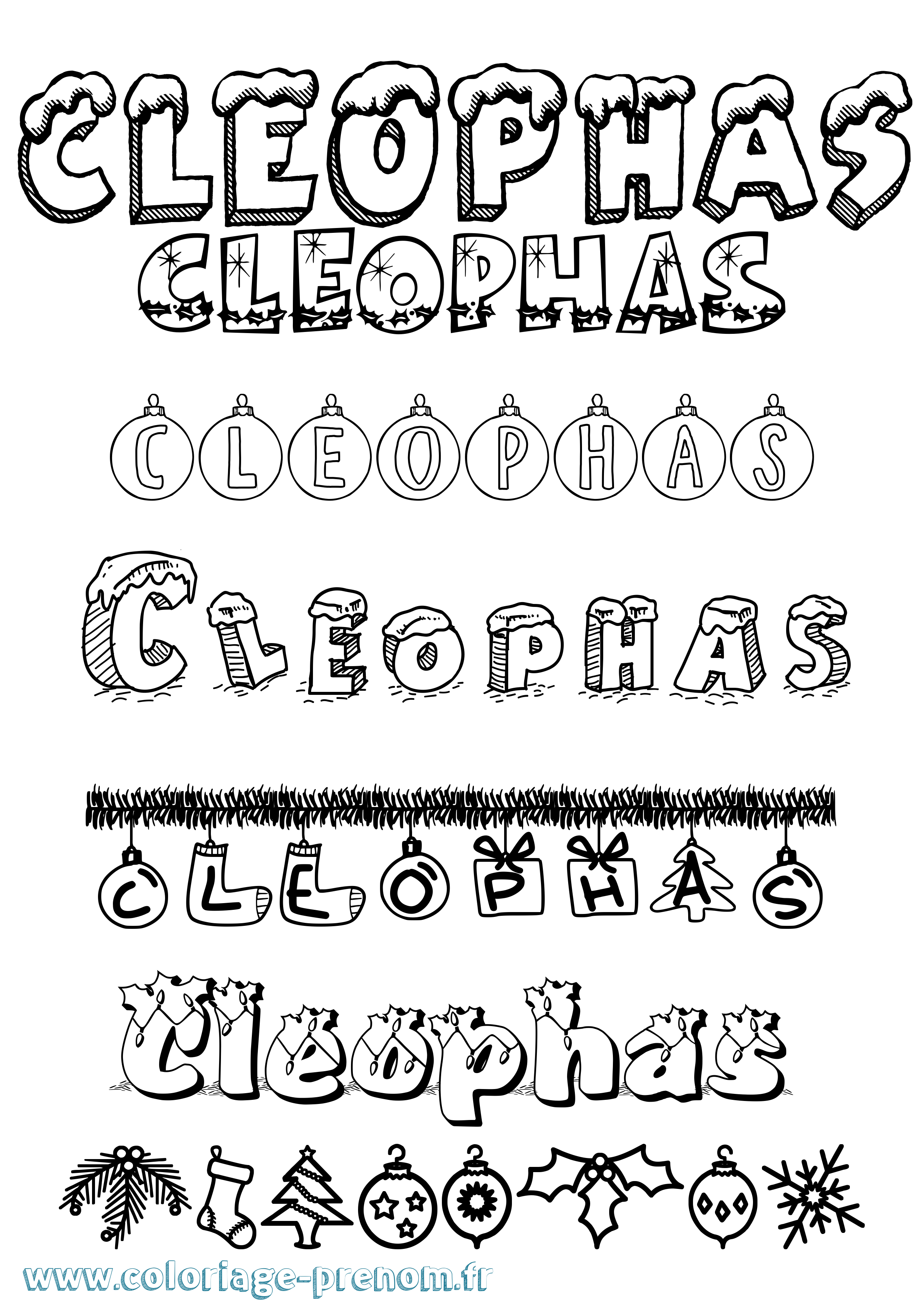 Coloriage prénom Cleophas Noël
