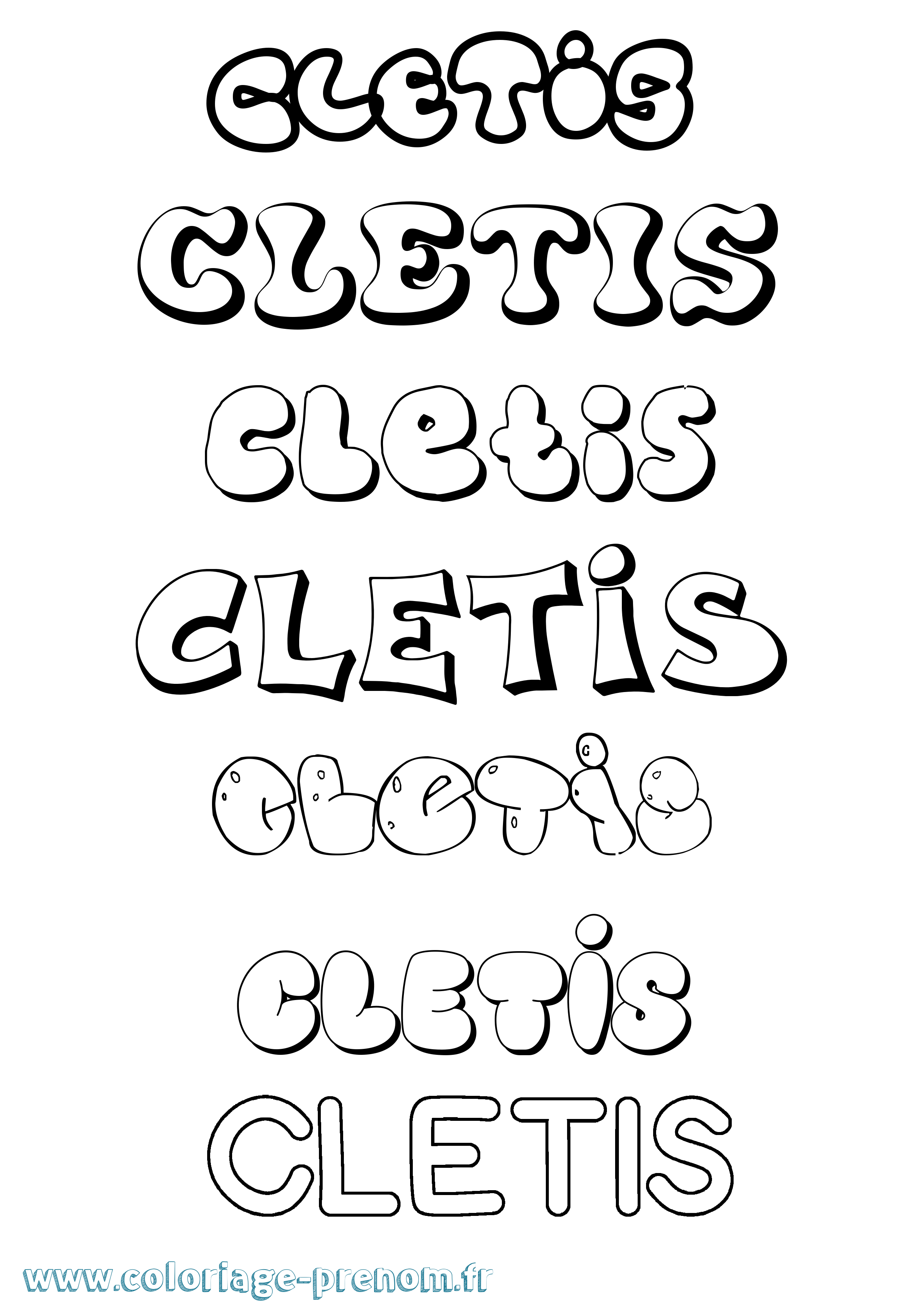 Coloriage Cletis Bubble Coloriage prénom Cletis Bubble