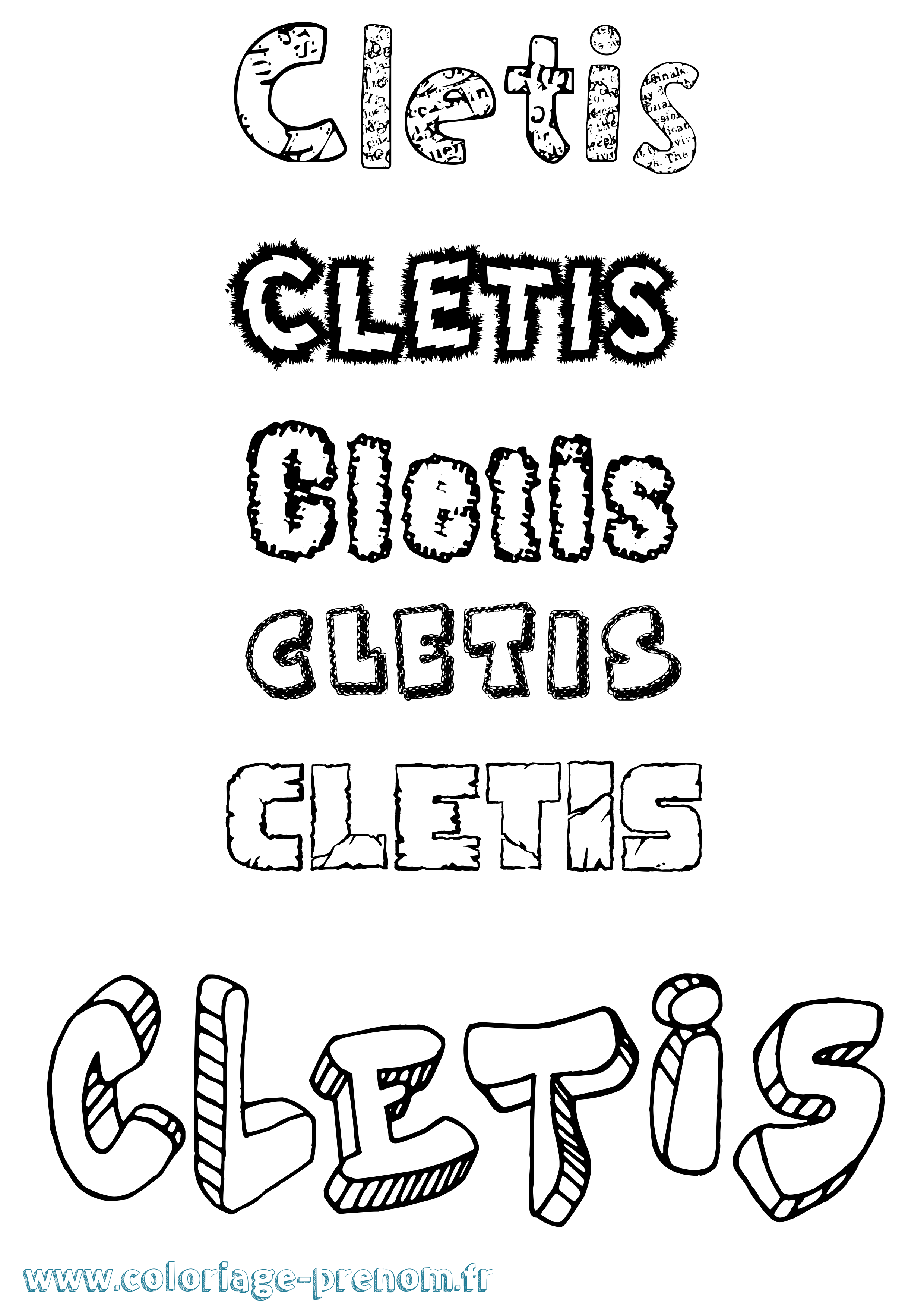 Coloriage Cletis Destructuré Coloriage prénom Cletis Destructuré