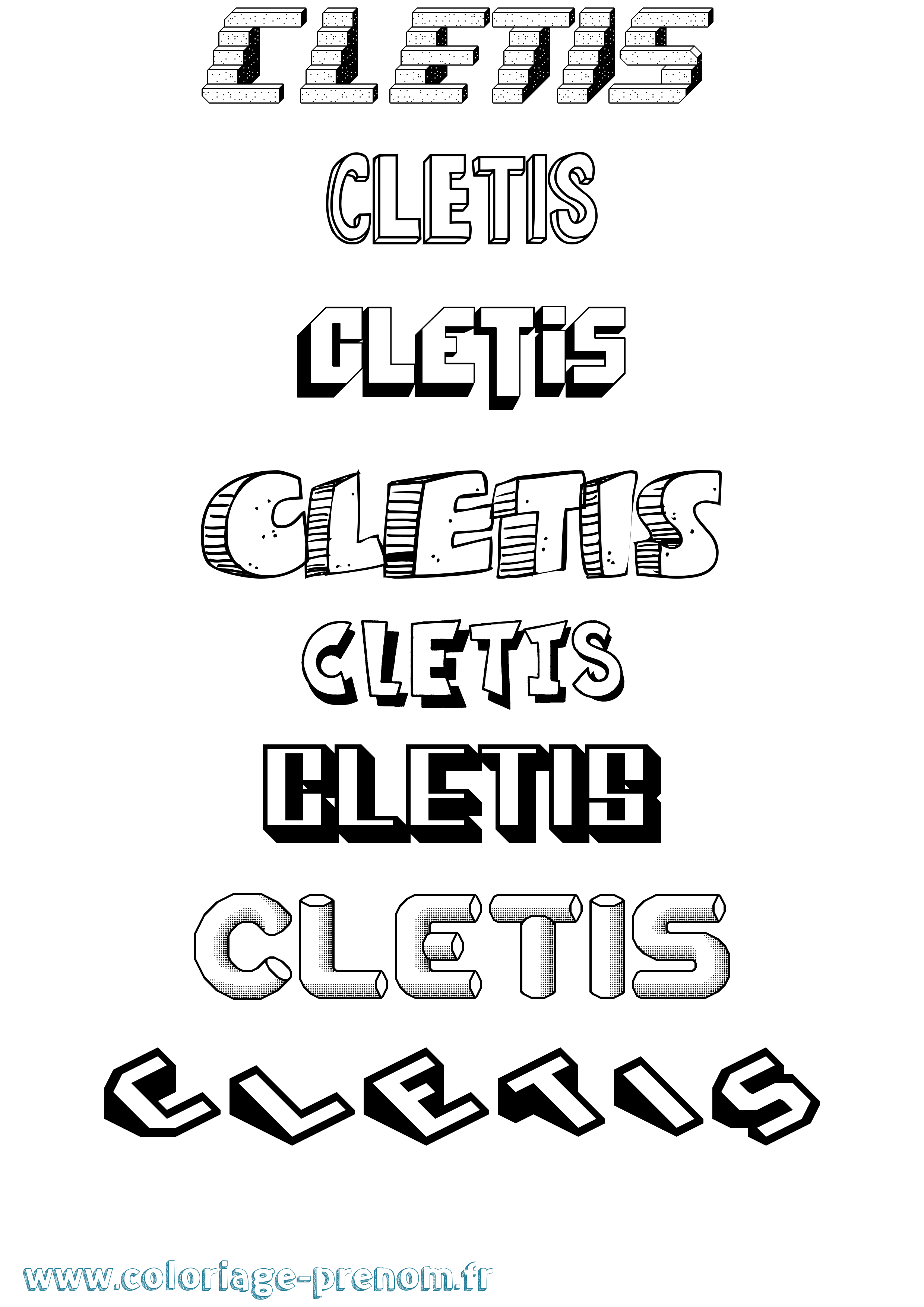 Coloriage Cletis Effet 3D Coloriage prénom Cletis Effet 3D
