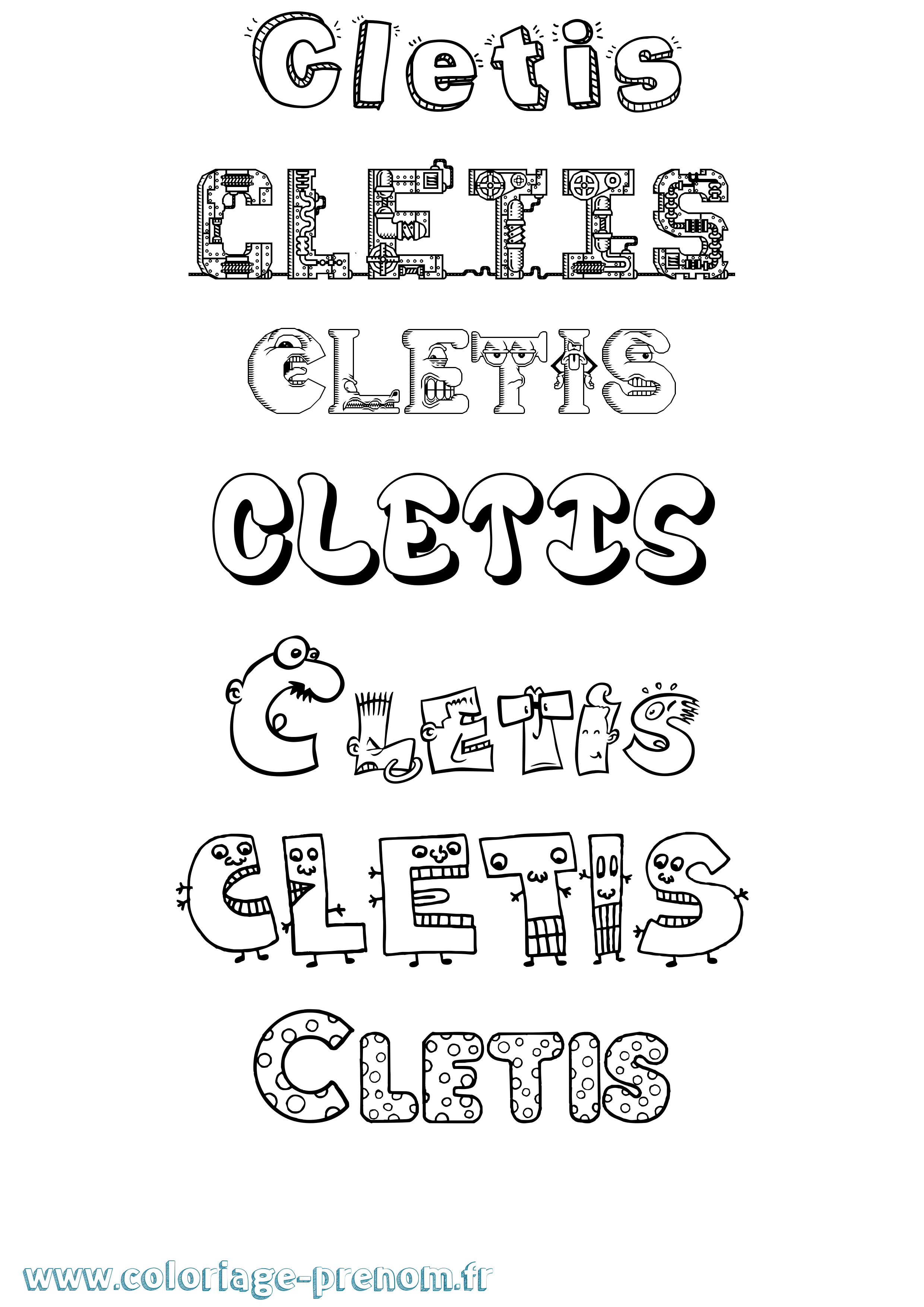 Coloriage Cletis Fun Coloriage prénom Cletis Fun