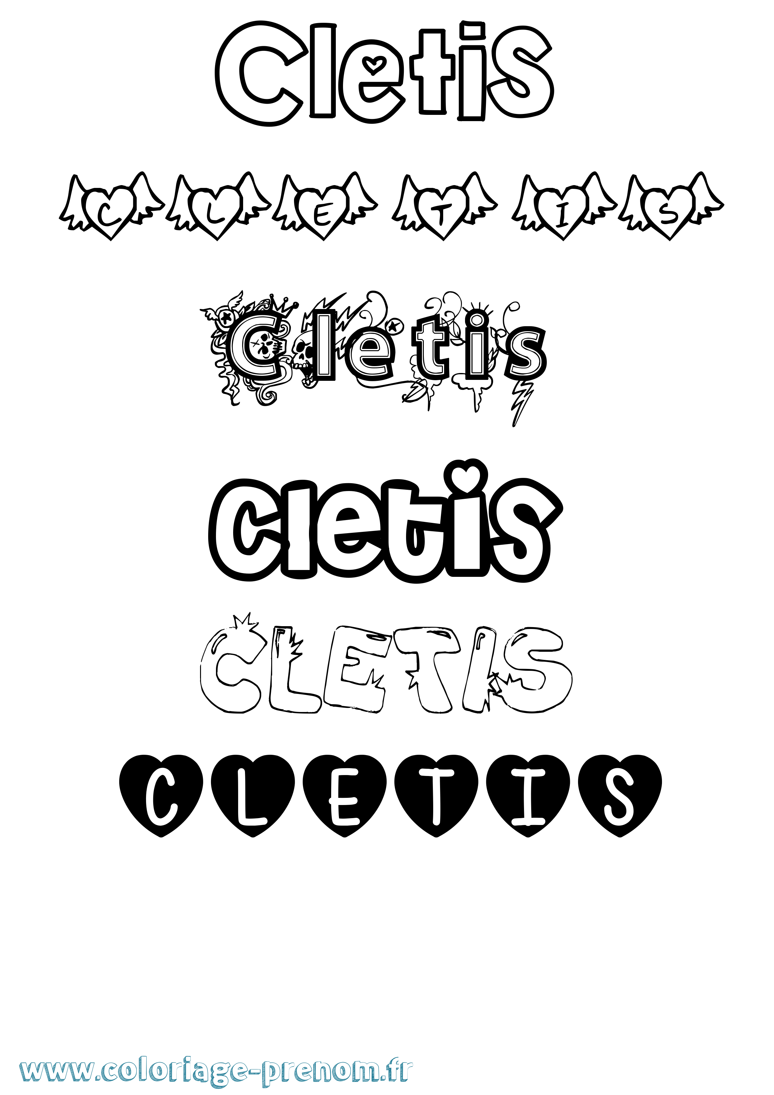 Coloriage Cletis Girly Coloriage prénom Cletis Girly