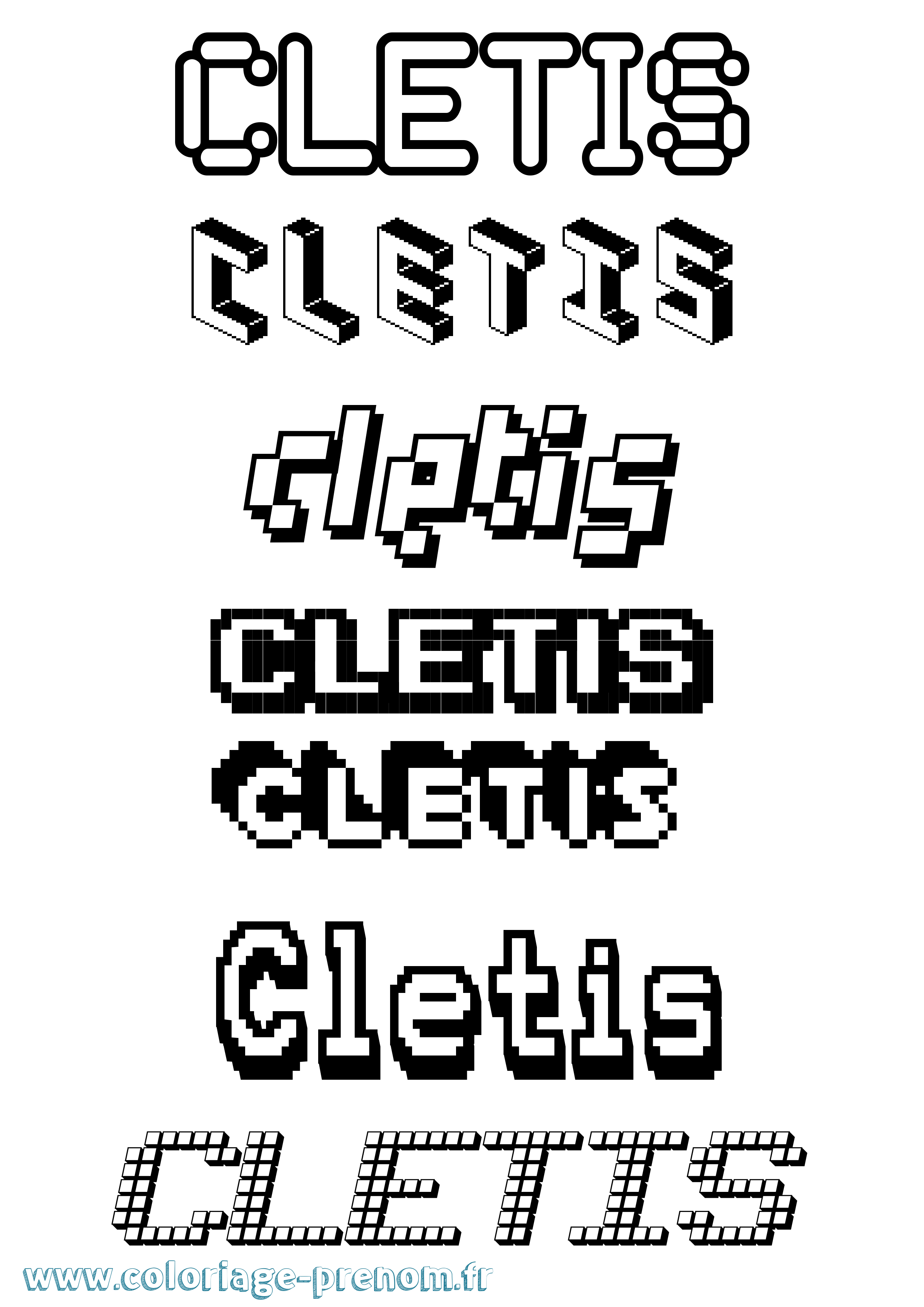 Coloriage Cletis Pixel Coloriage prénom Cletis Pixel