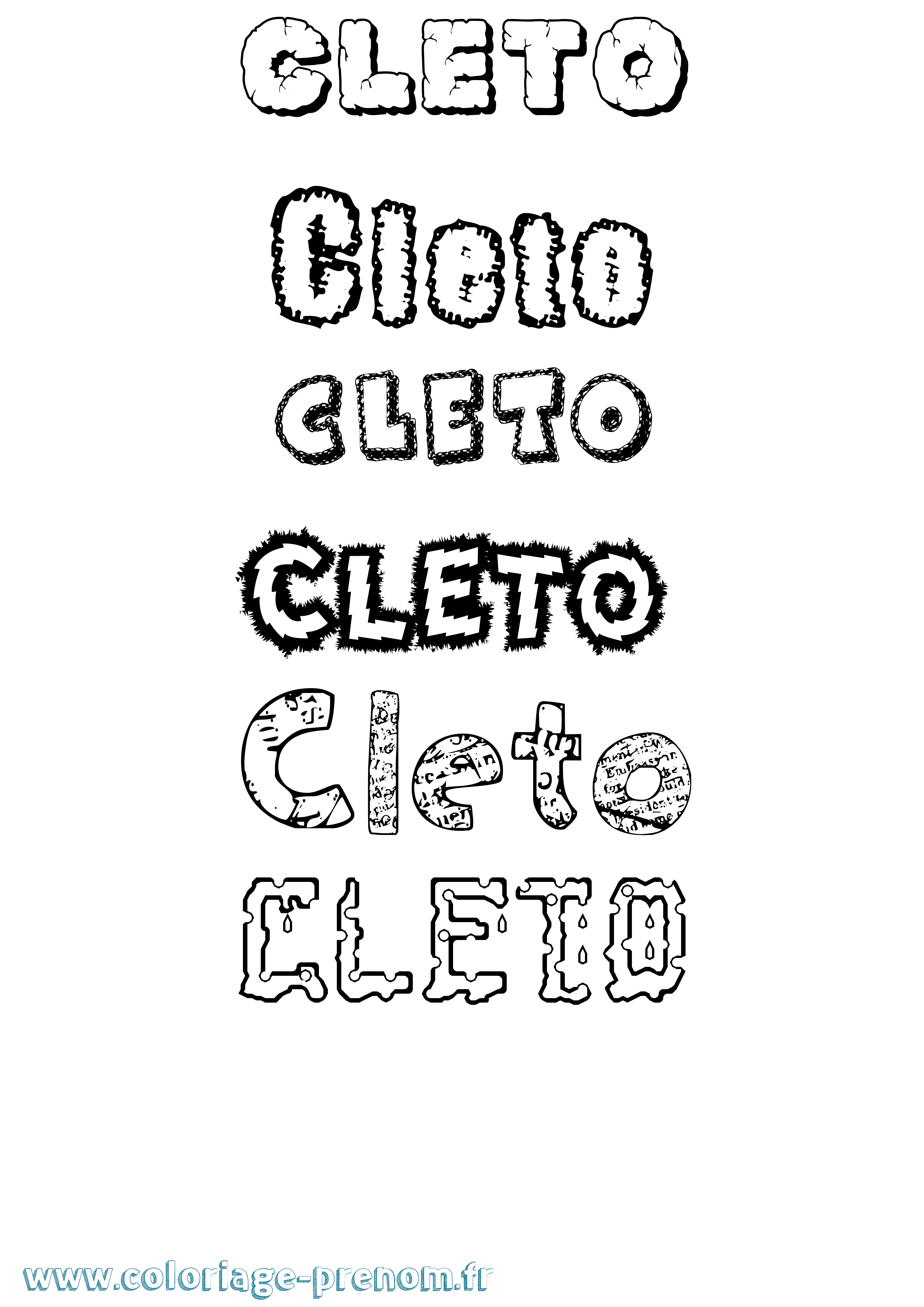 Coloriage prénom Cleto Destructuré