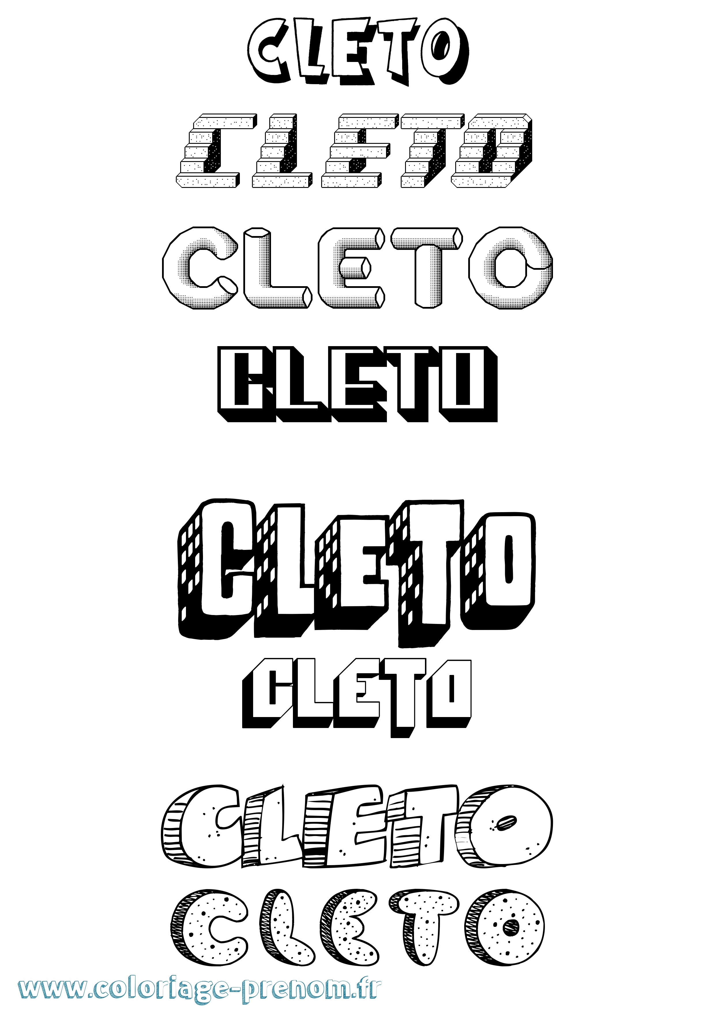 Coloriage prénom Cleto Effet 3D