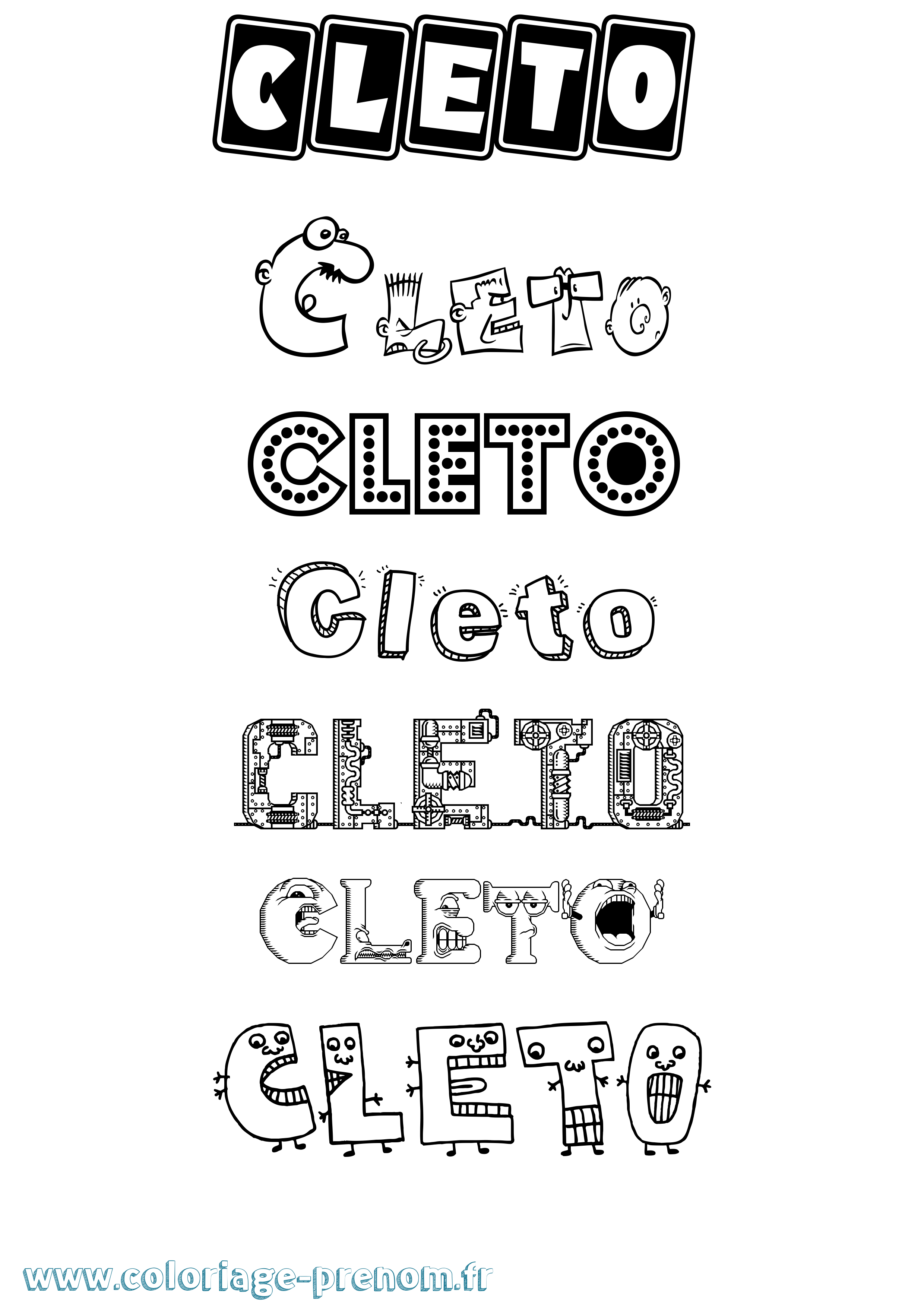 Coloriage prénom Cleto Fun