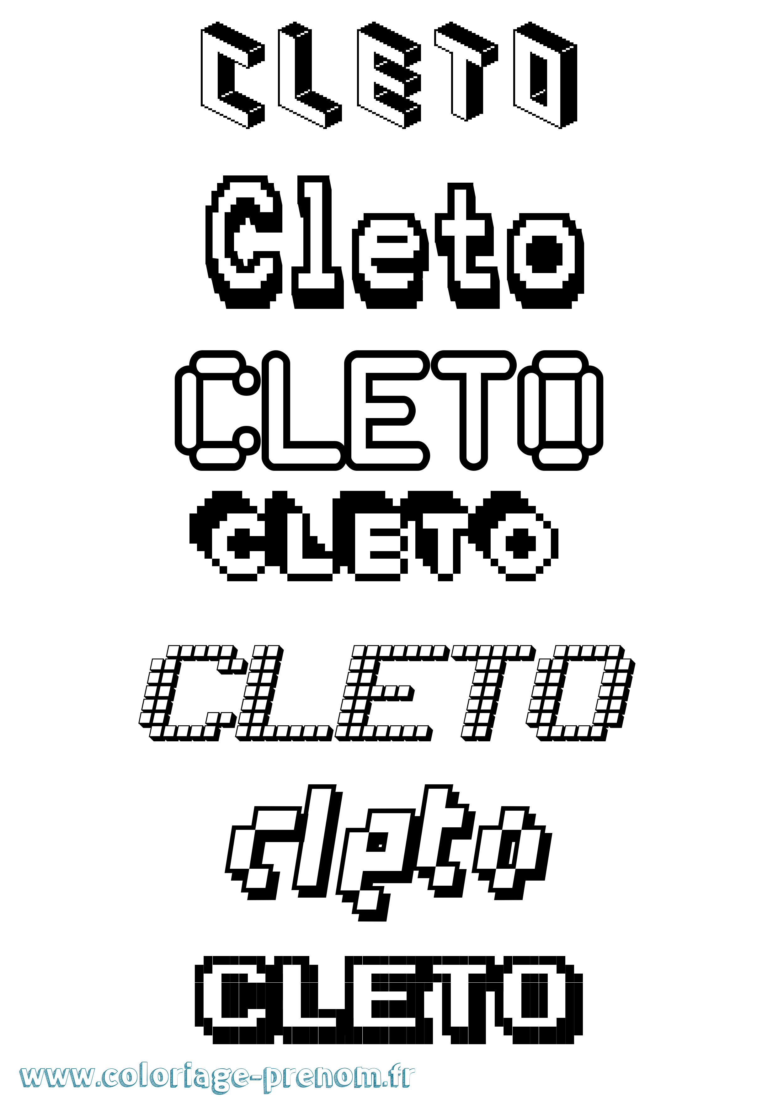 Coloriage prénom Cleto Pixel