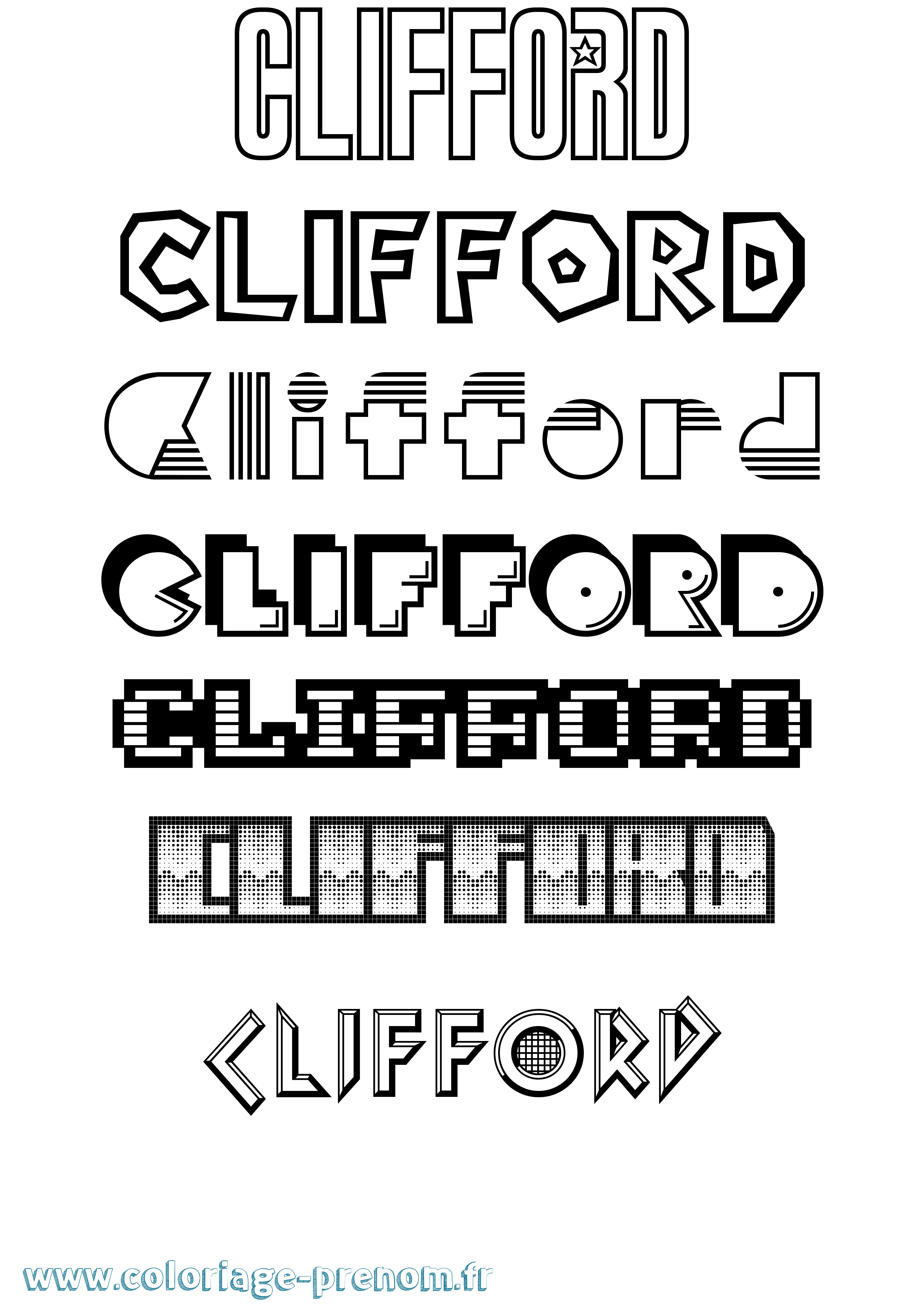 Coloriage prénom Clifford Jeux Vidéos