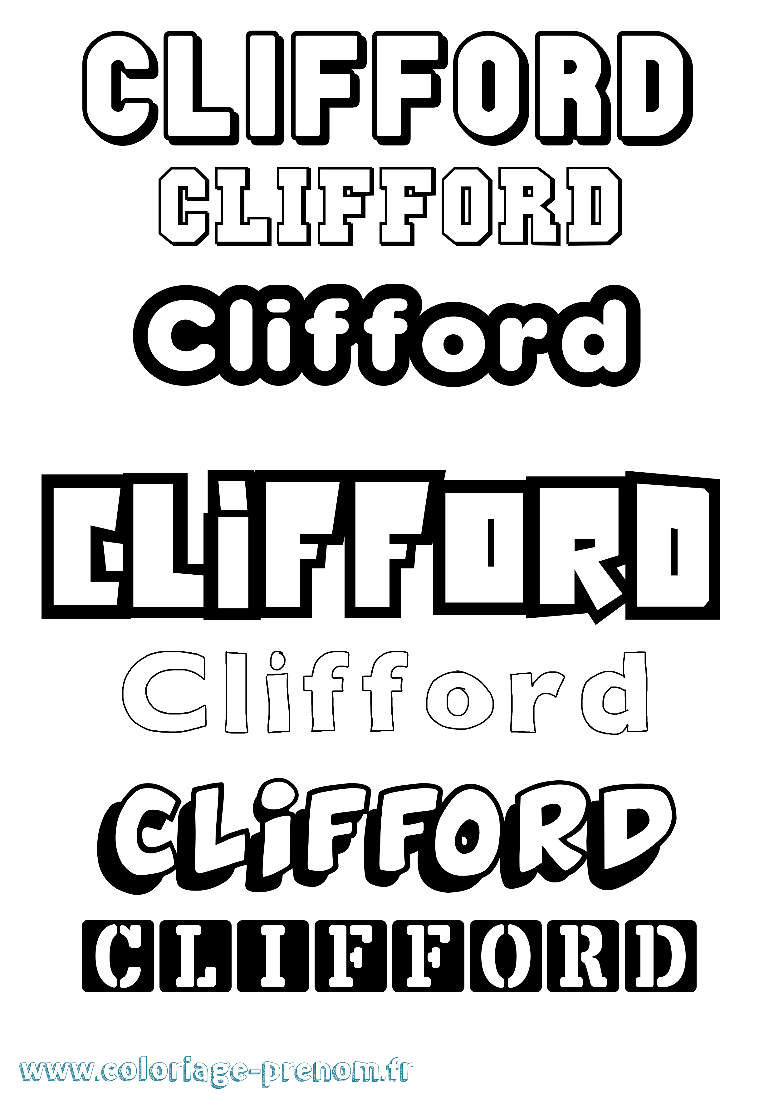 Coloriage prénom Clifford Simple