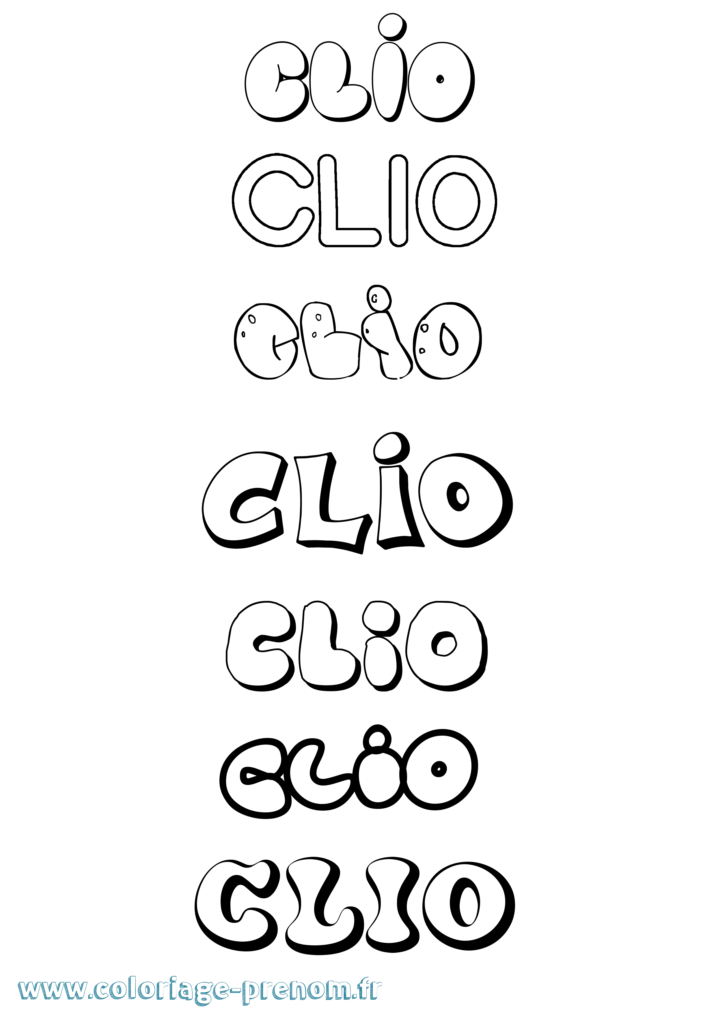 Coloriage prénom Clio Bubble