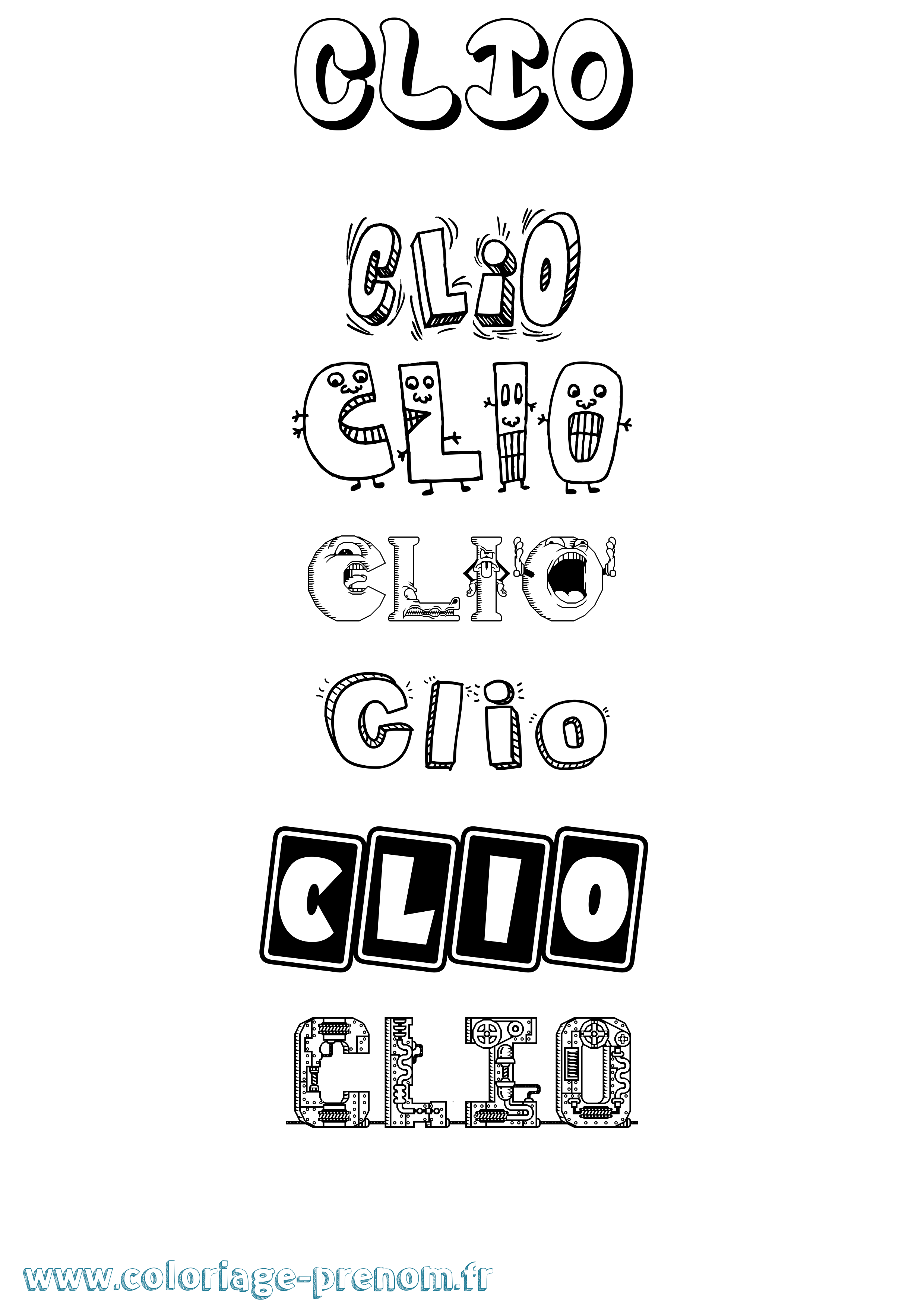 Coloriage prénom Clio Fun