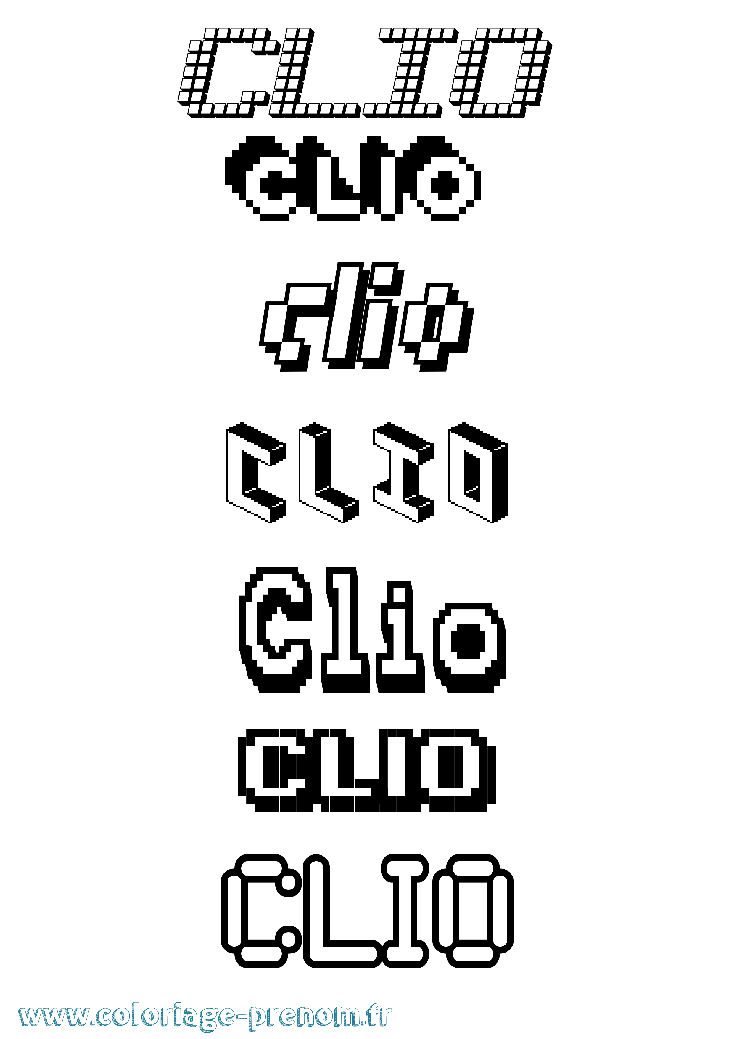 Coloriage prénom Clio Pixel