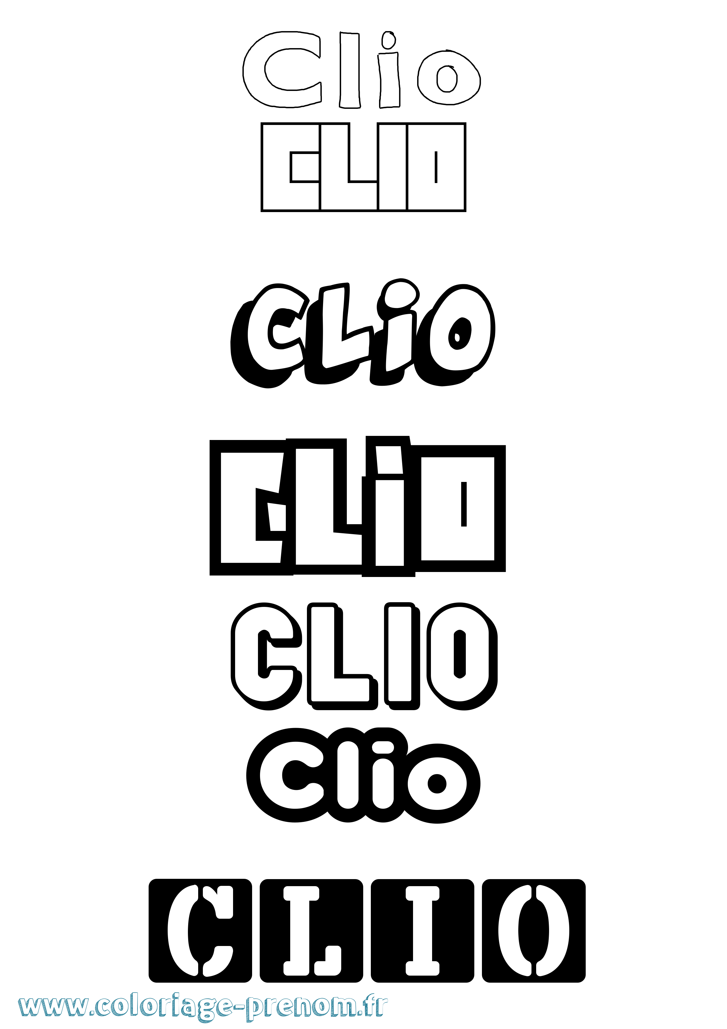 Coloriage prénom Clio Simple