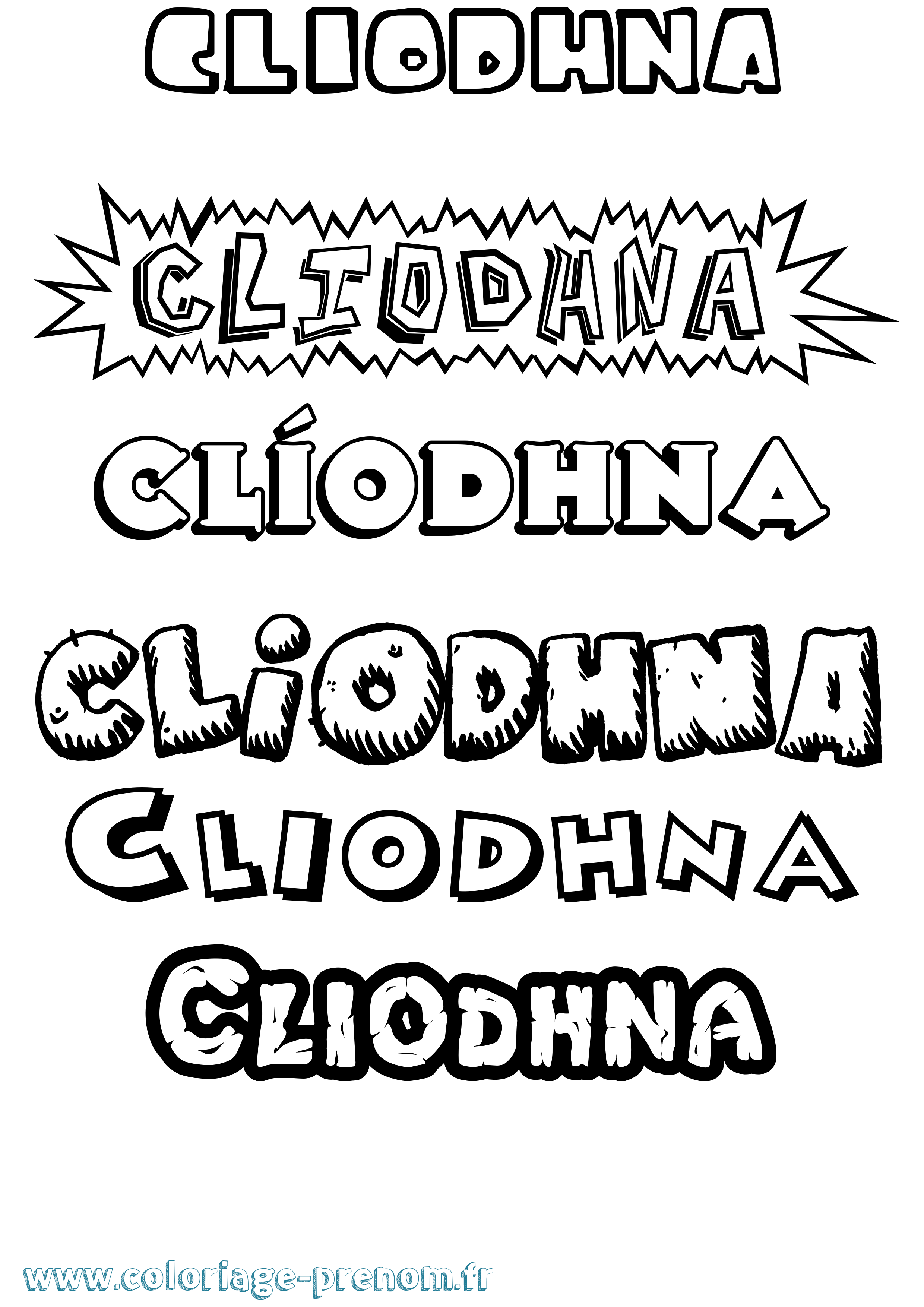 Coloriage Clíodhna Dessin Animé Coloriage prénom Clíodhna Dessin Animé