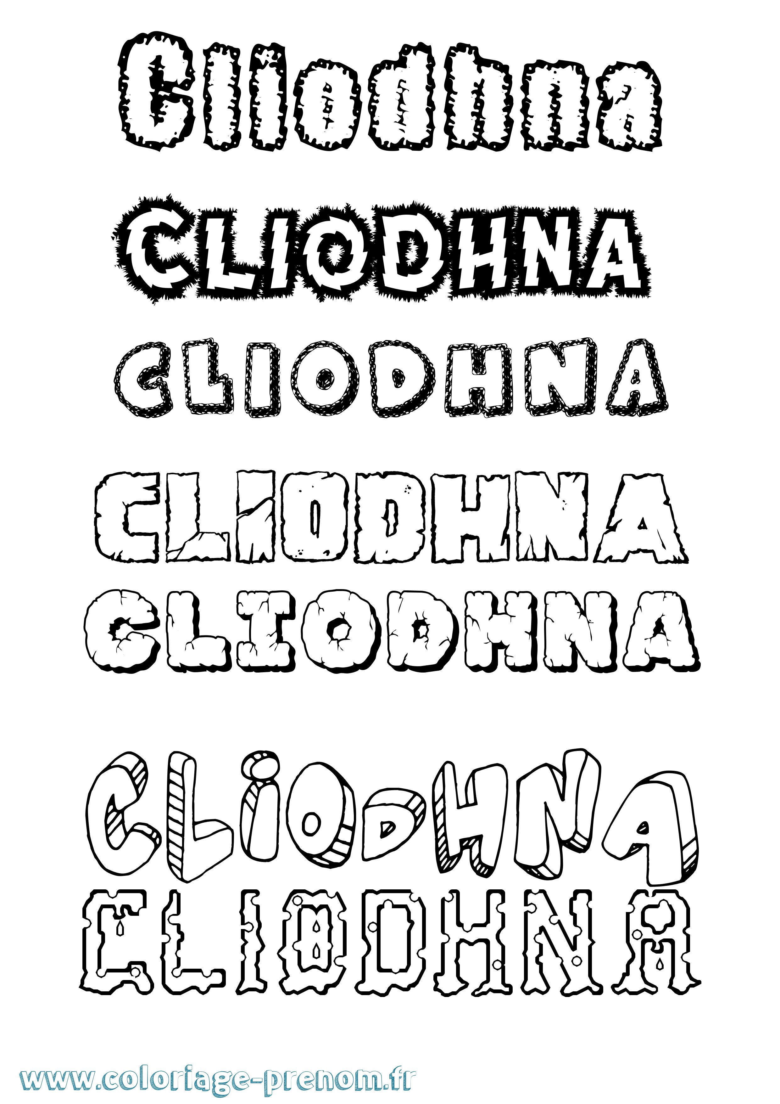 Coloriage Clíodhna Destructuré Coloriage prénom Clíodhna Destructuré
