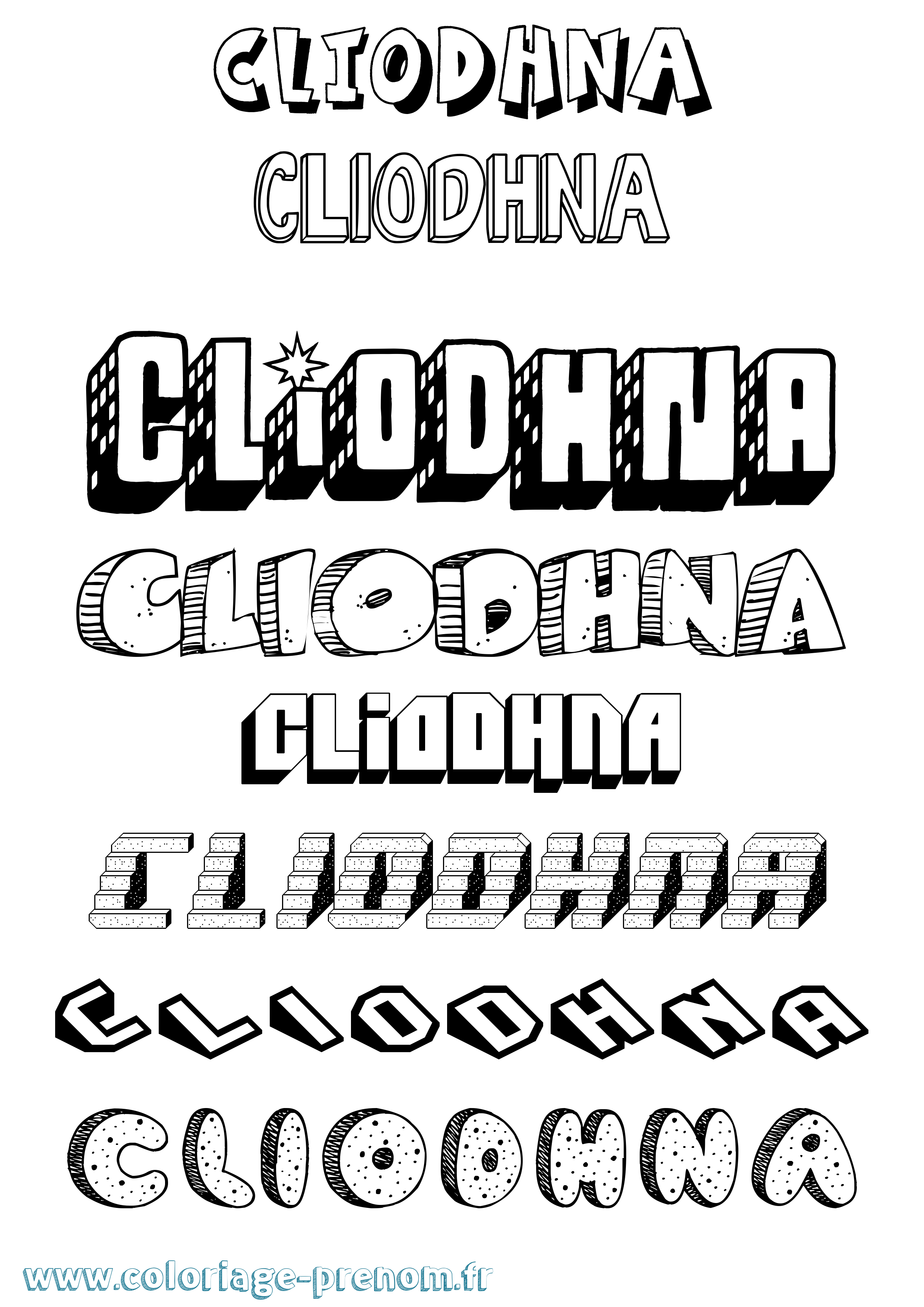 Coloriage Clíodhna Effet 3D Coloriage prénom Clíodhna Effet 3D