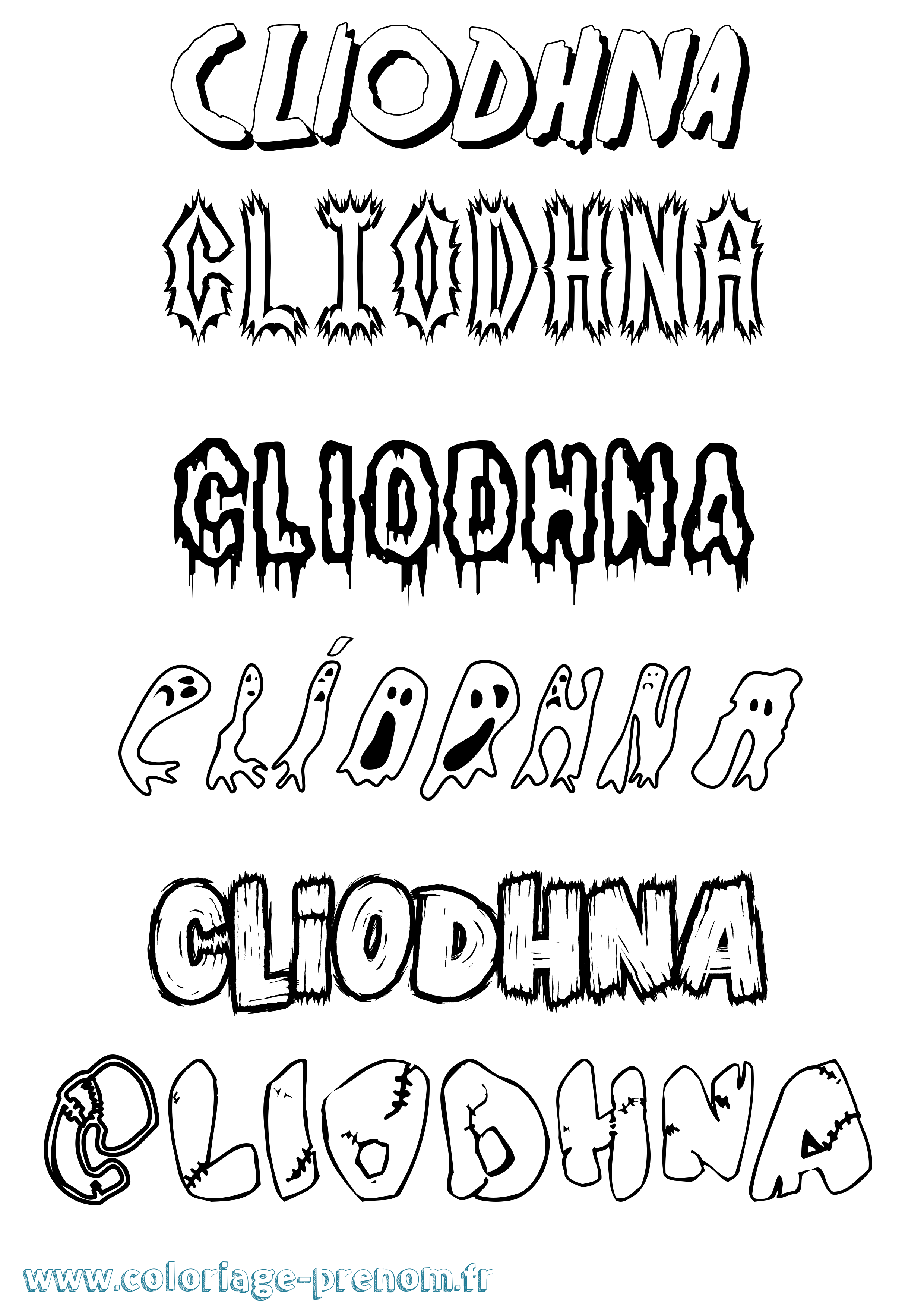 Coloriage Clíodhna Frisson Coloriage prénom Clíodhna Frisson