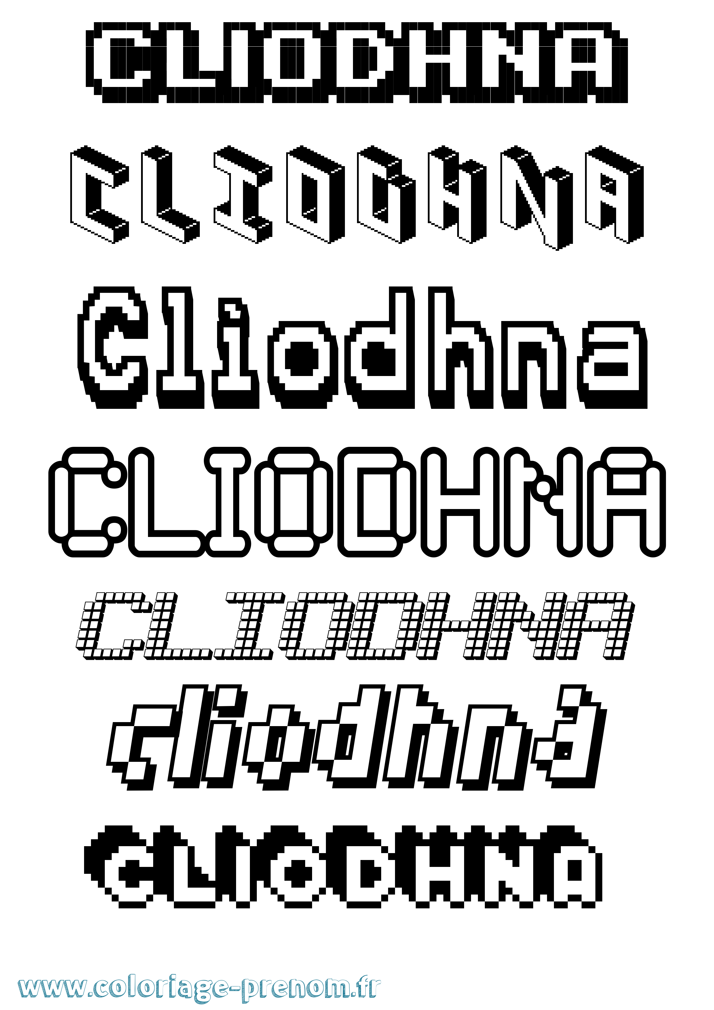 Coloriage Clíodhna Pixel Coloriage prénom Clíodhna Pixel