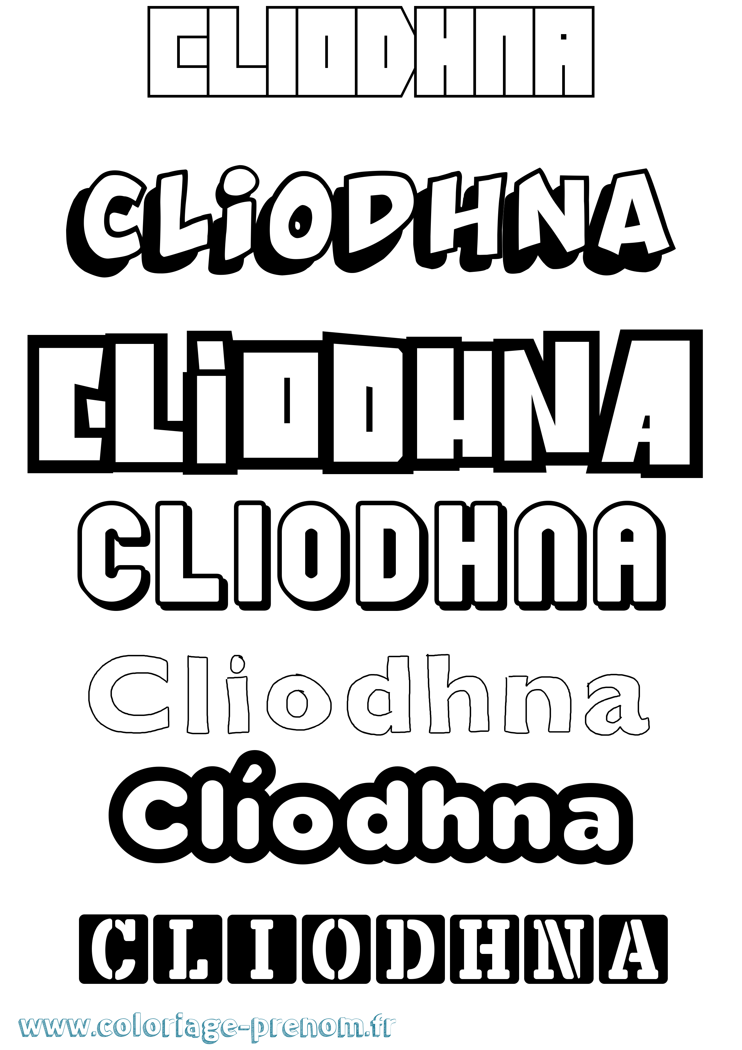 Coloriage Clíodhna Simple Coloriage prénom Clíodhna Simple