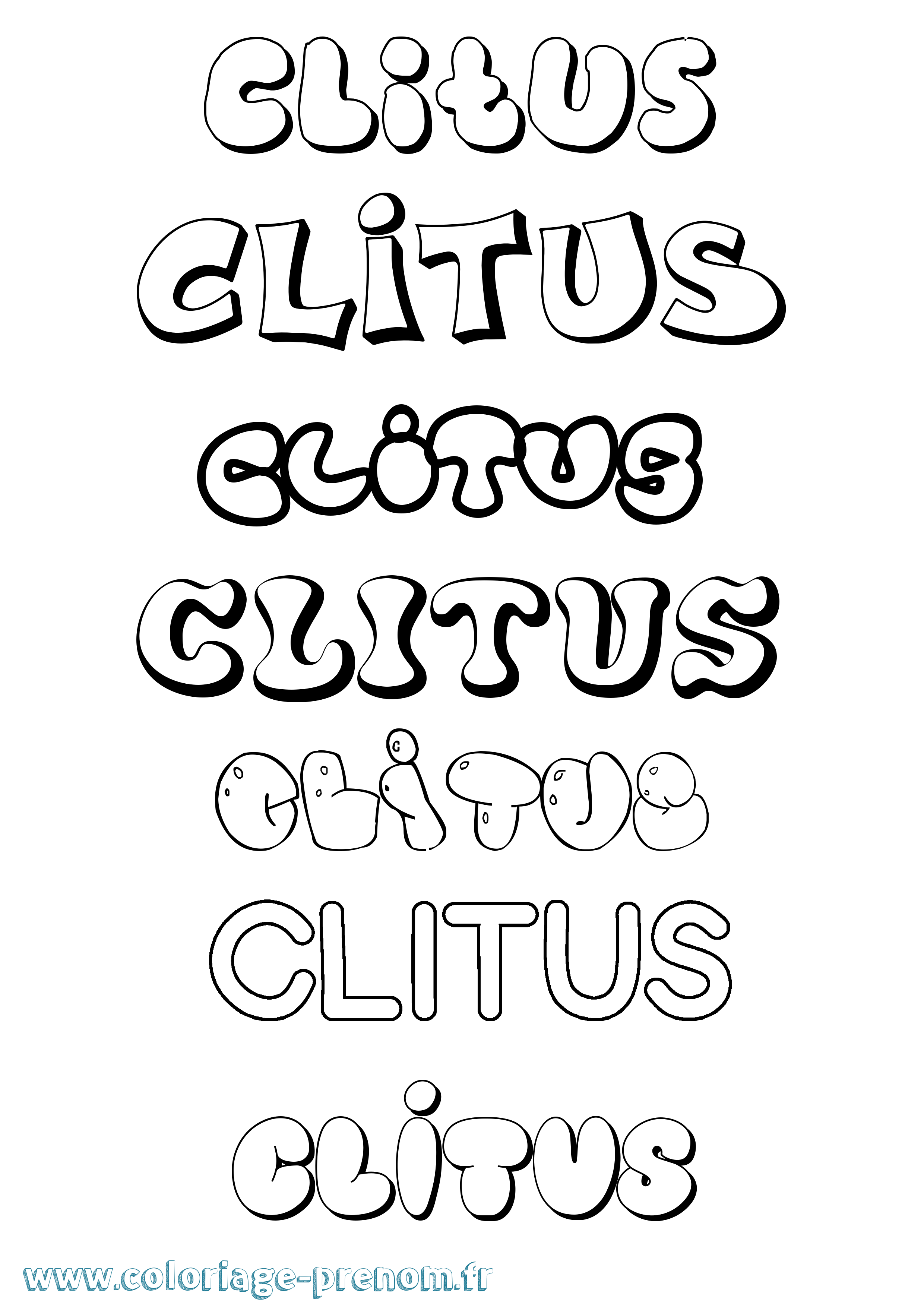 Coloriage prénom Clitus Bubble