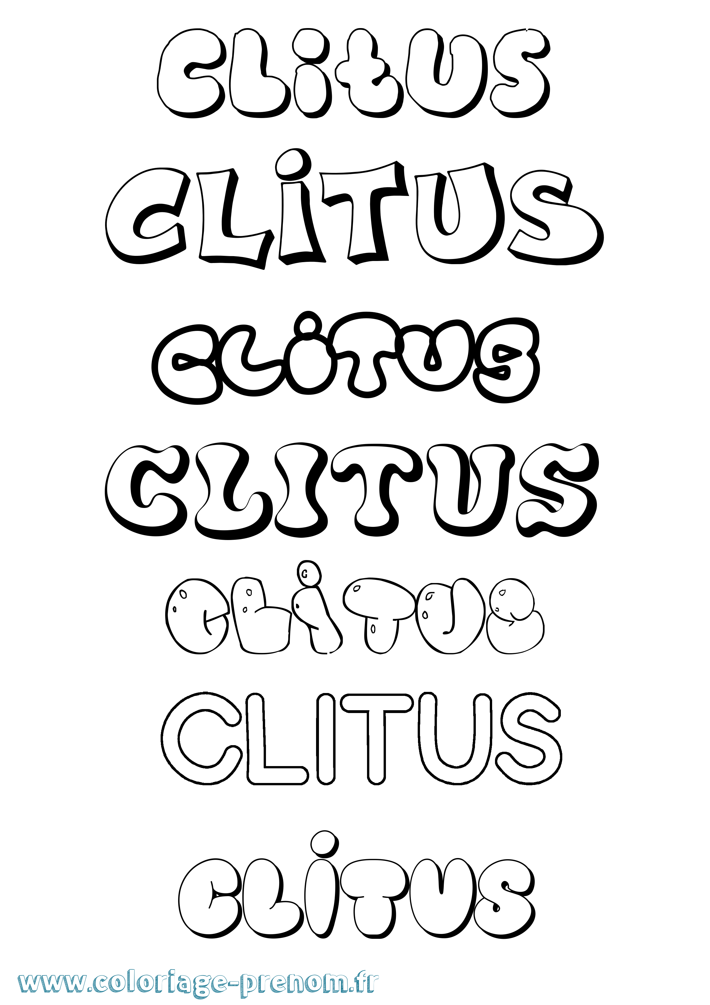 Coloriage Clitus Bubble Coloriage prénom Clitus Bubble