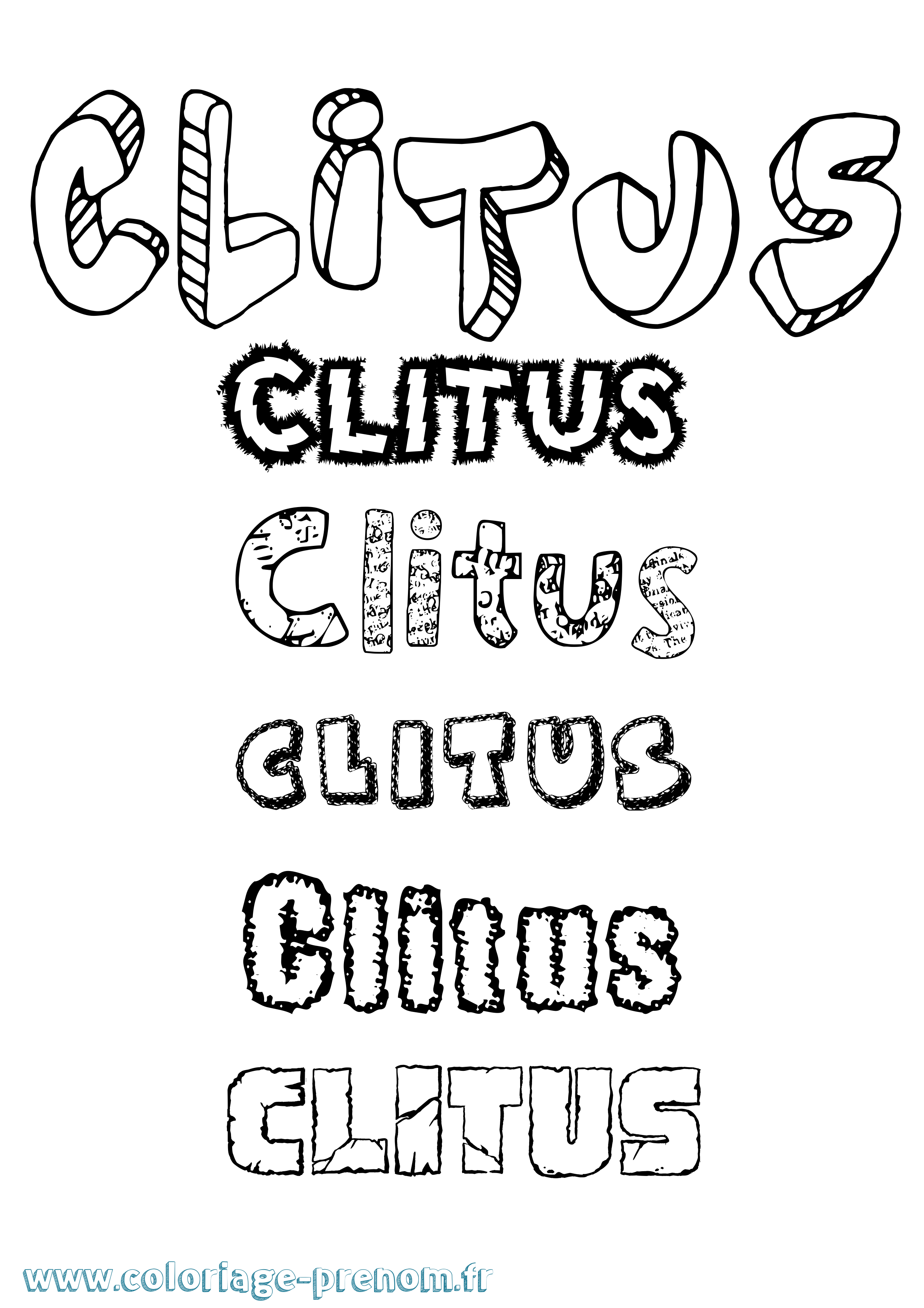 Coloriage Clitus Destructuré Coloriage prénom Clitus Destructuré
