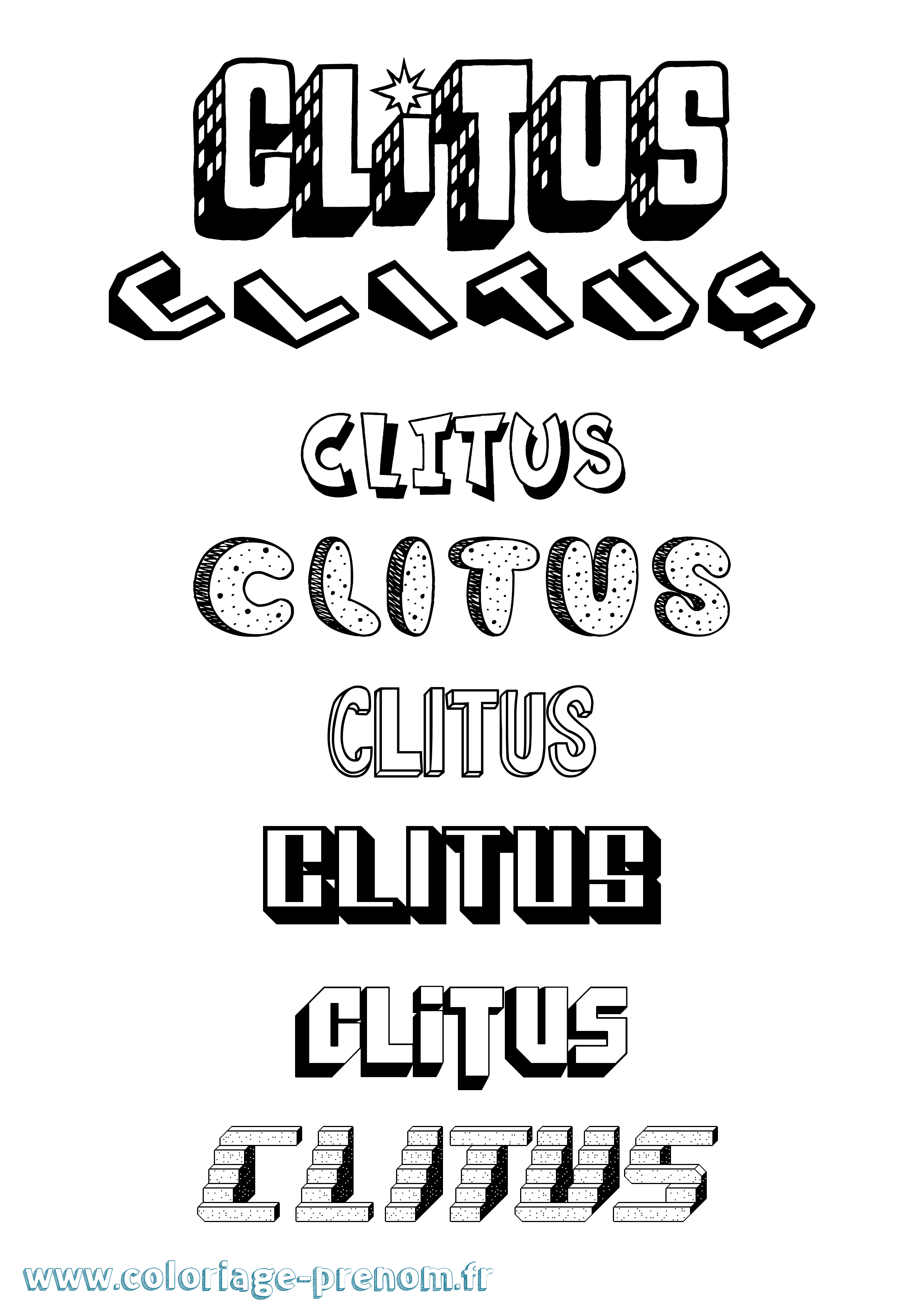 Coloriage Clitus Effet 3D Coloriage prénom Clitus Effet 3D