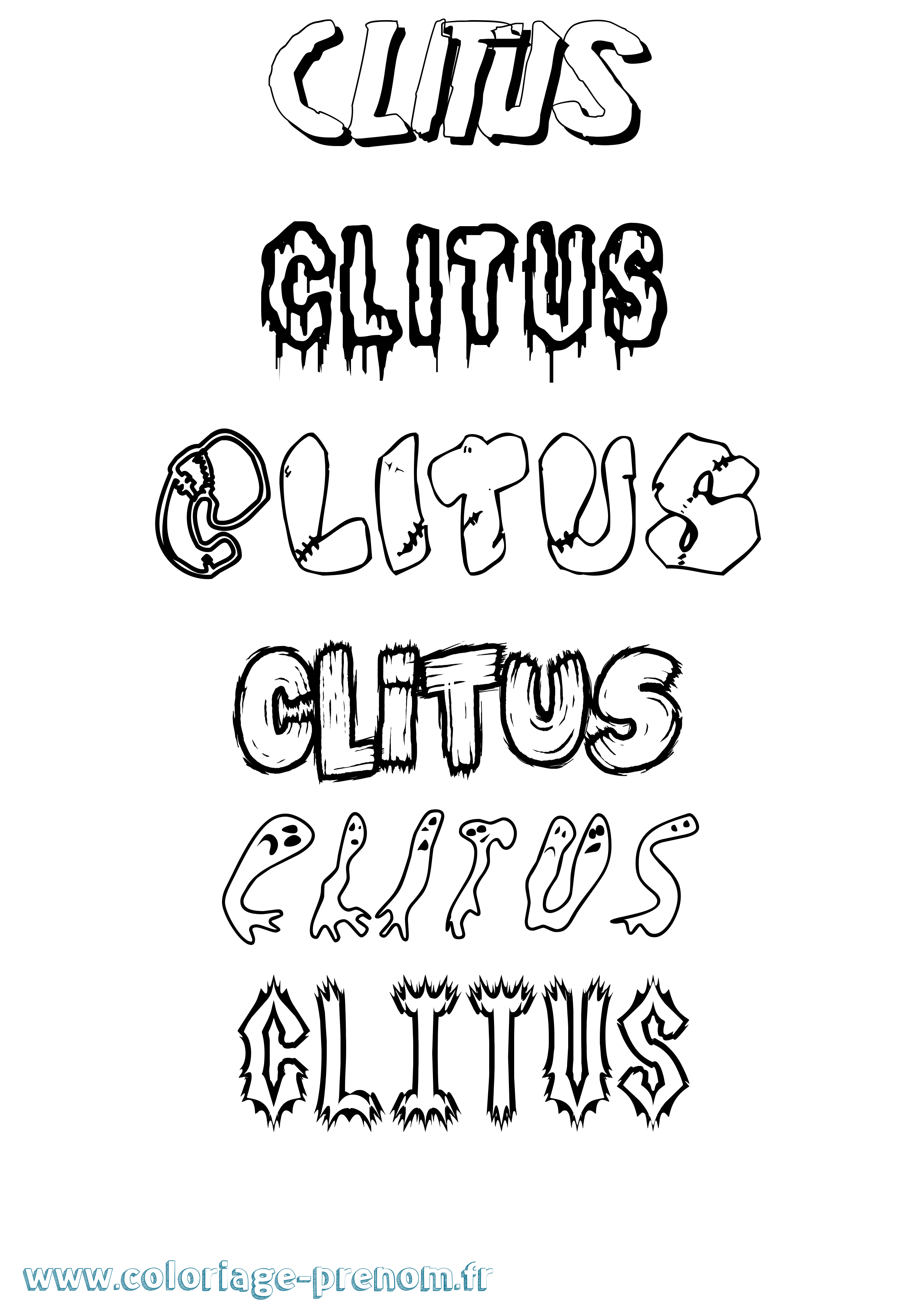 Coloriage Clitus Frisson Coloriage prénom Clitus Frisson